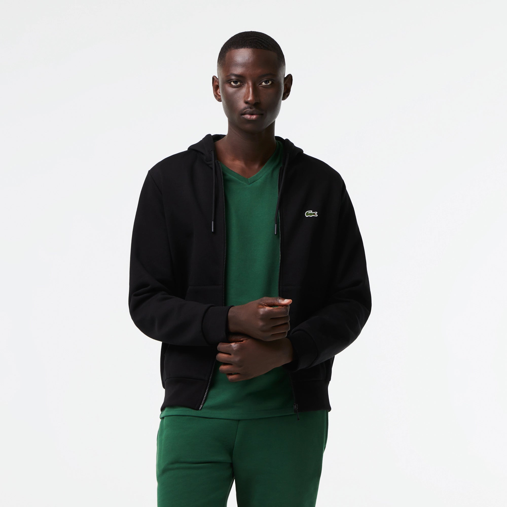 Men's Lacoste Kangaroo Pocket Fleece Sweatshirt Black