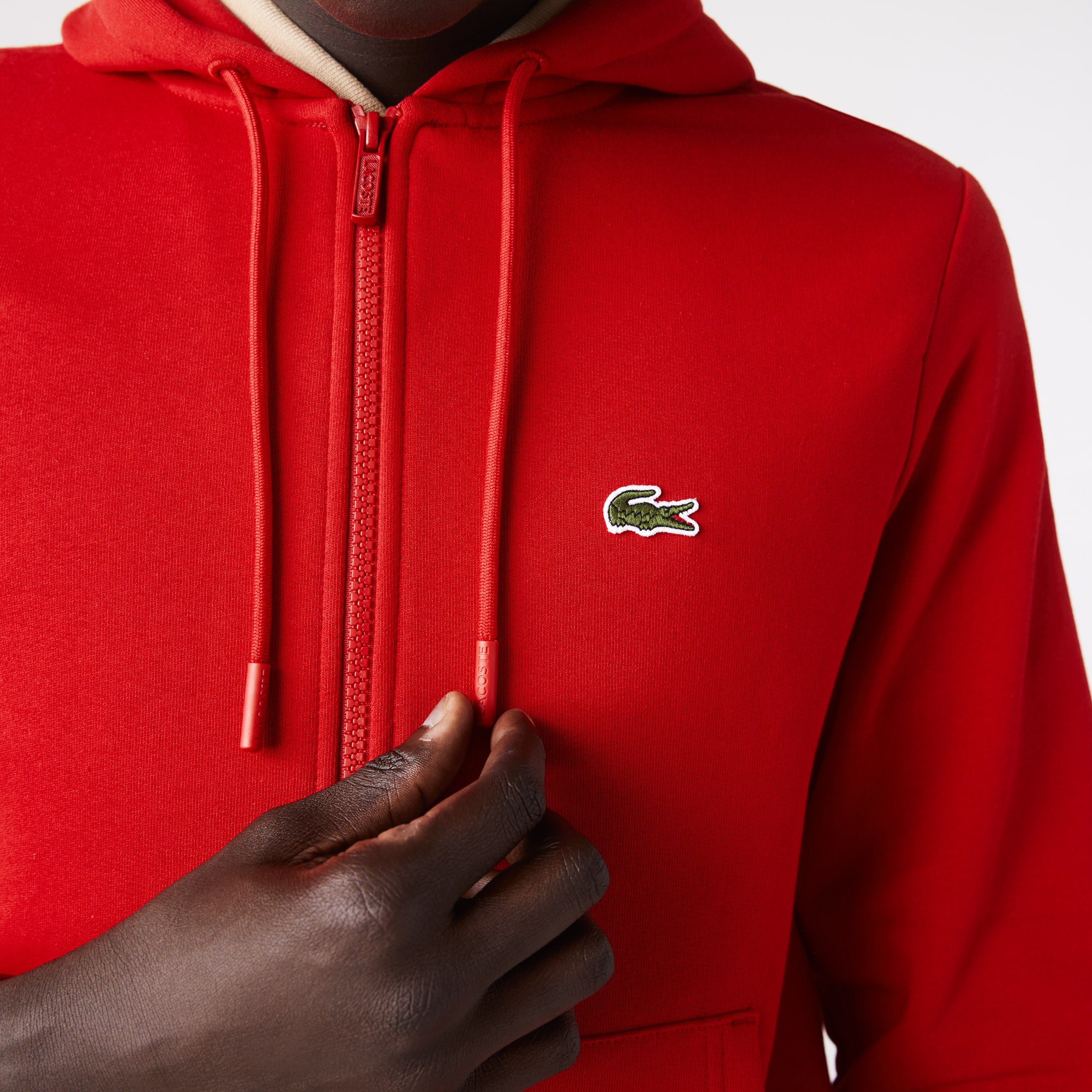 Men's Lacoste Kangaroo Pocket Fleece Sweatshirt Red