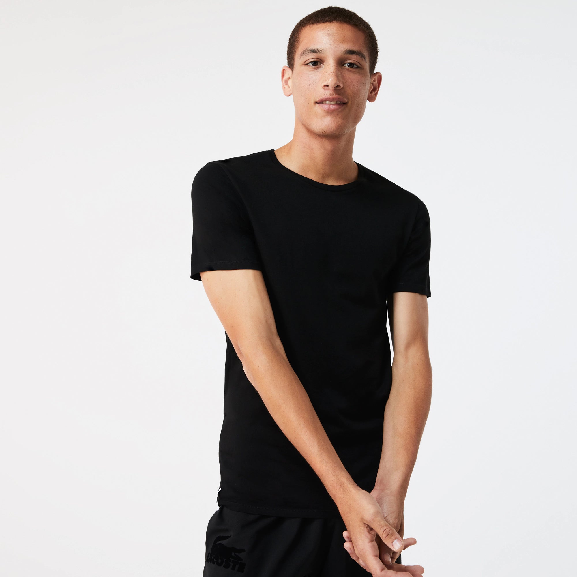 Men's Lacoste Crew Neck Cotton T-Shirt 3-Pack Black