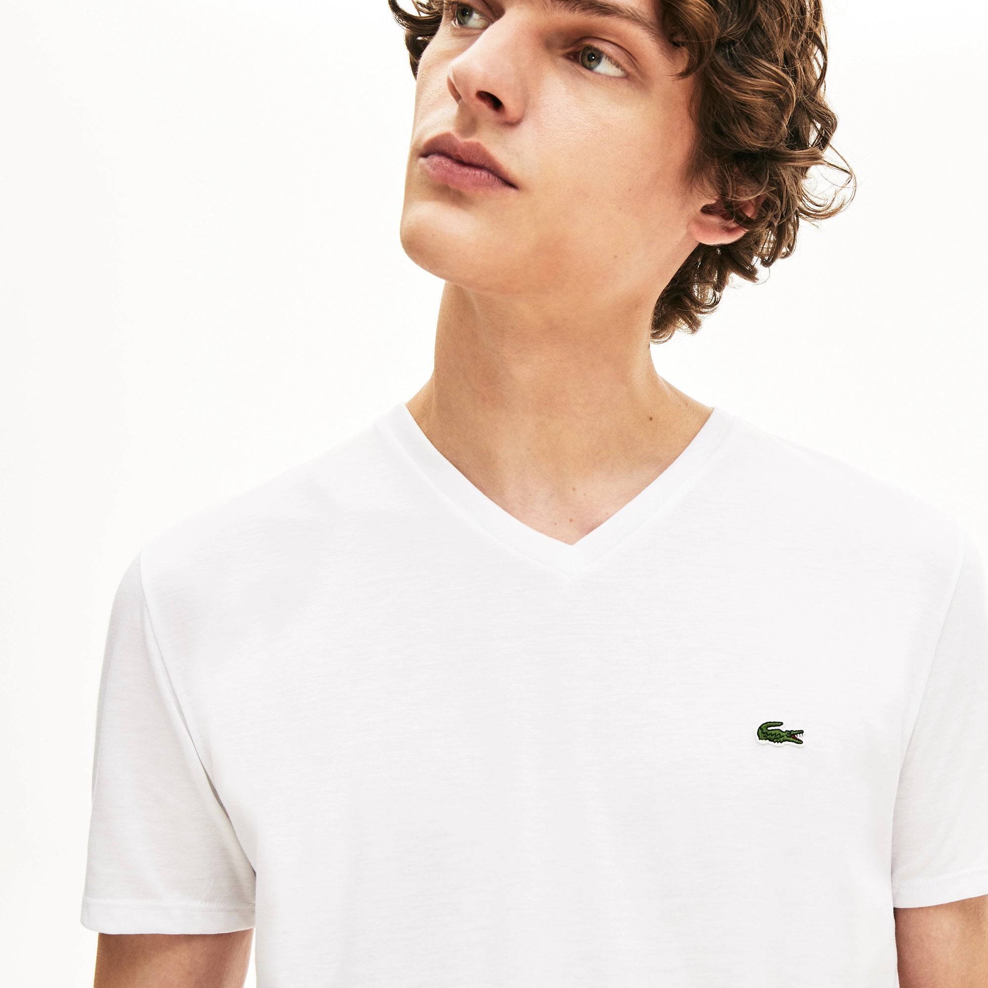 Men's Lacoste V-Neck Pima Cotton Jersey T-Shirt White