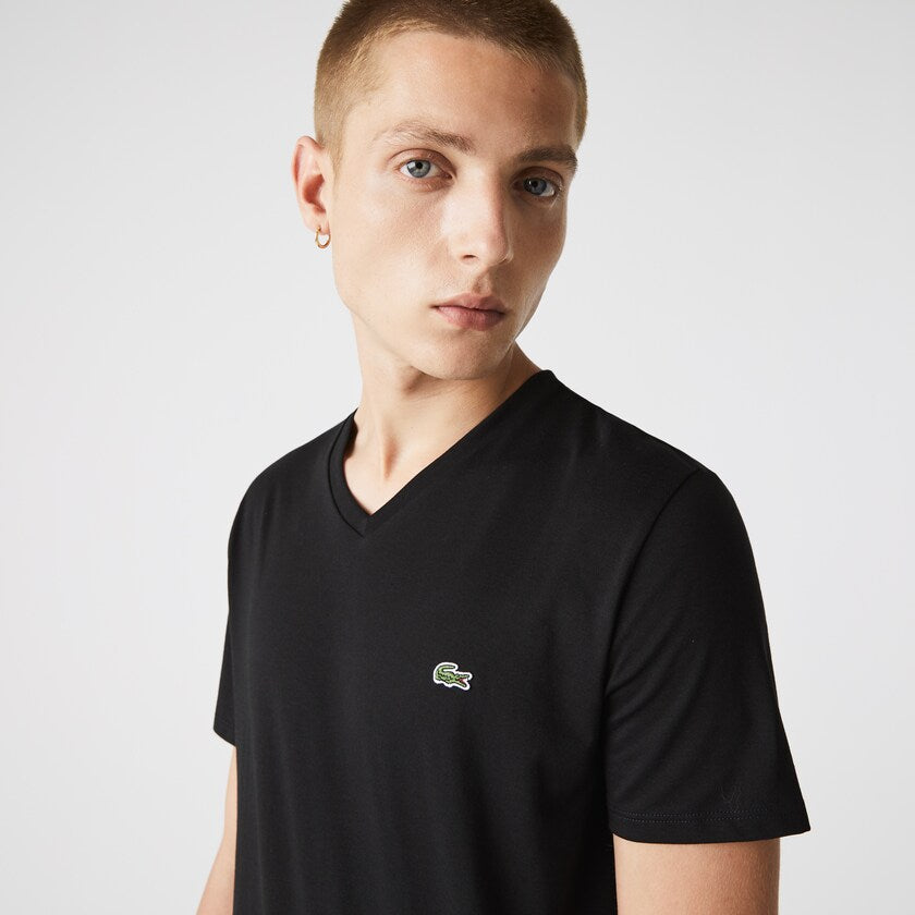 Men's Lacoste V-Neck Pima Cotton Jersey T-Shirt Black