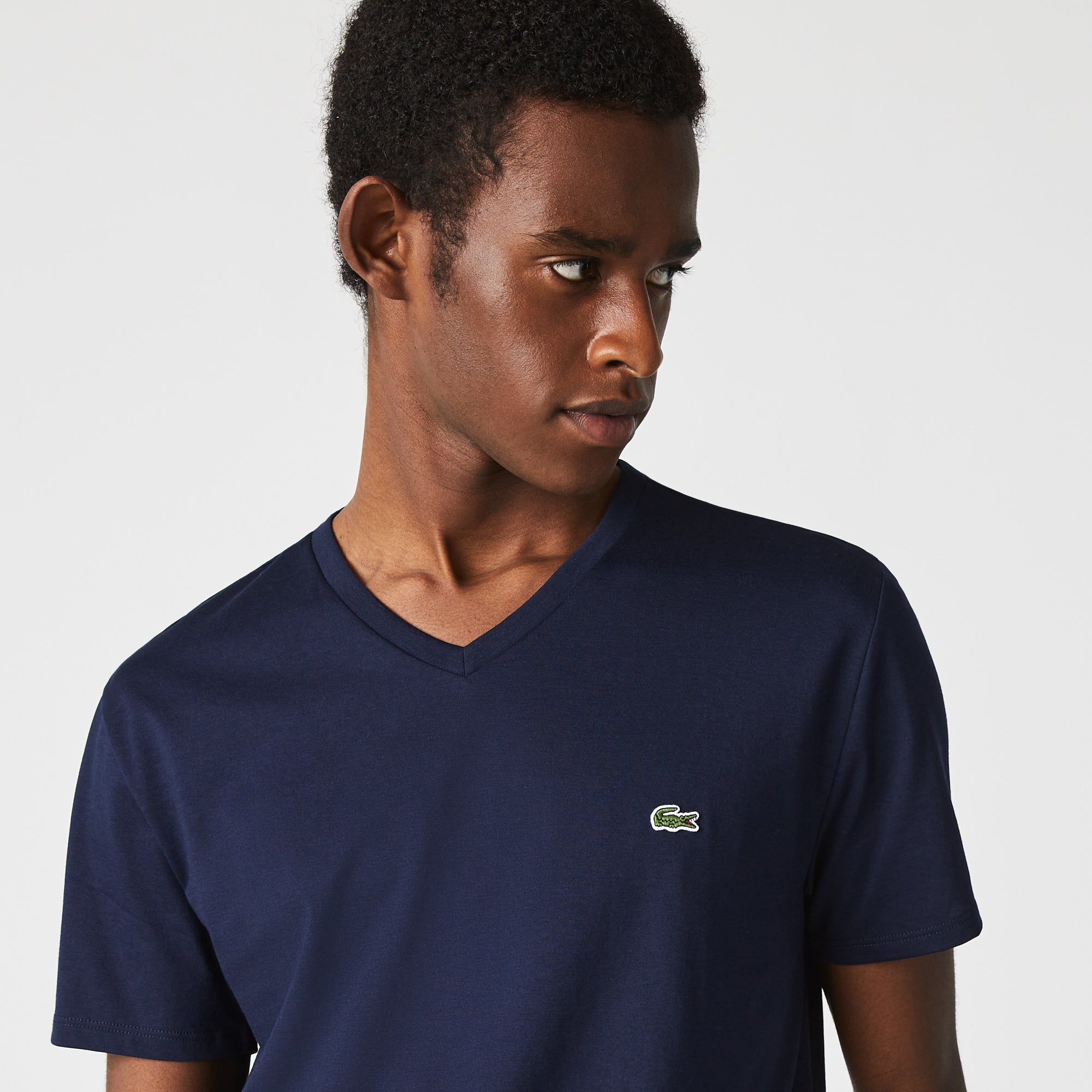 Men's Lacoste V-Neck Pima Cotton Jersey T-Shirt Navy