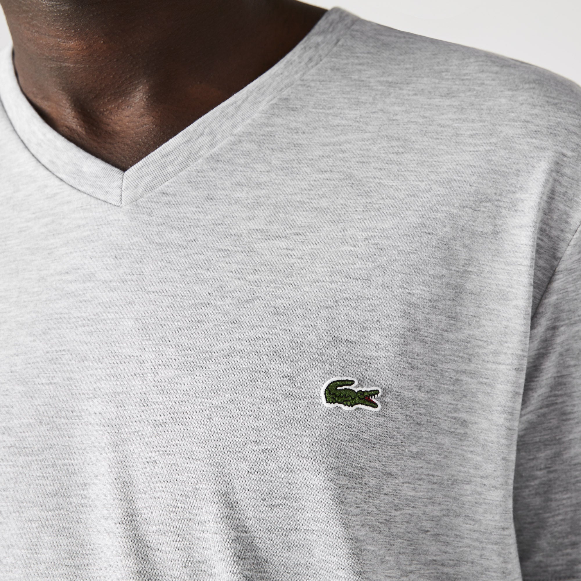 Men's Lacoste V-Neck Pima Cotton Jersey T-Shirt Grey