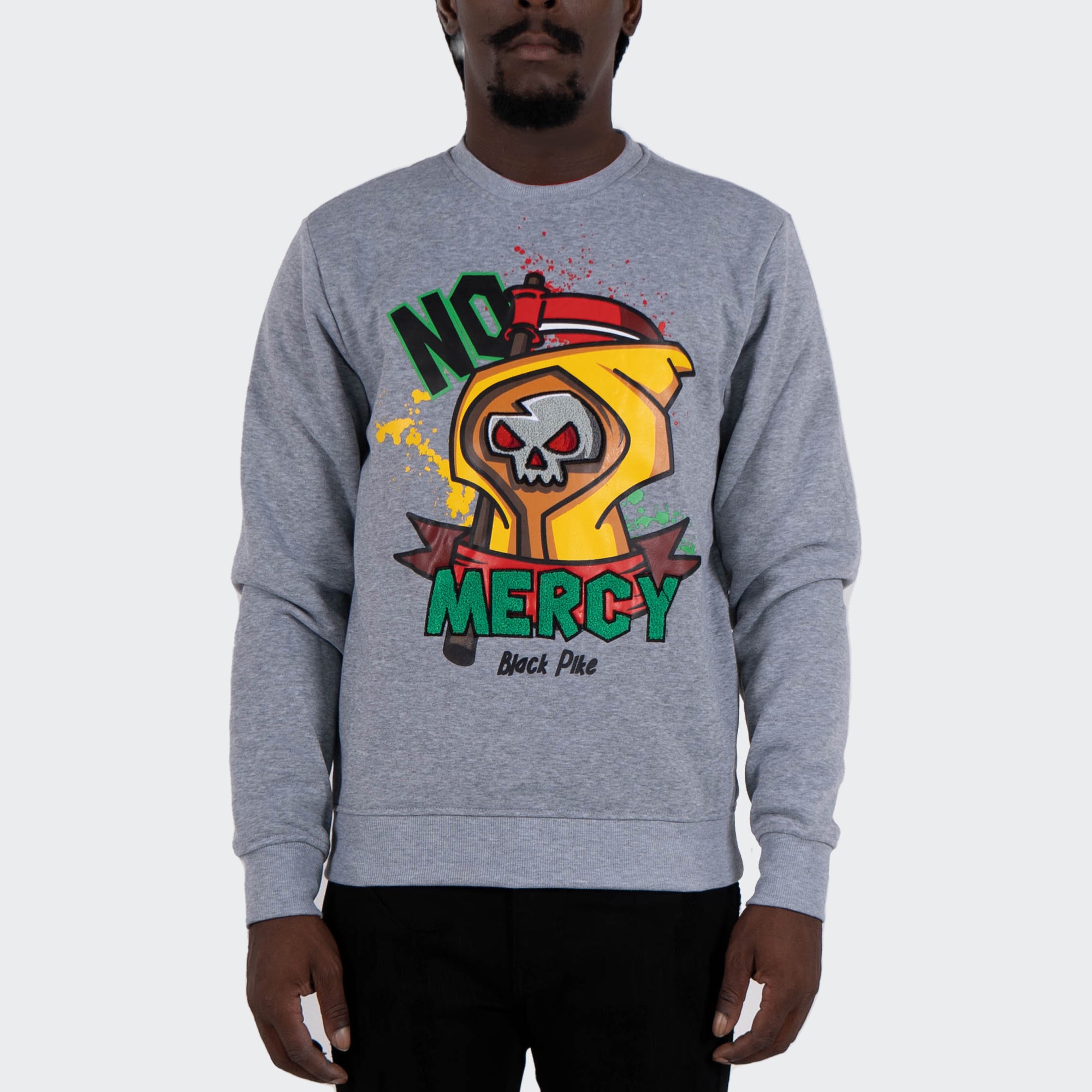 Men's TWO MILL TWENTY "No Mercy" Graphic Embroidered Sweatshirt Grey