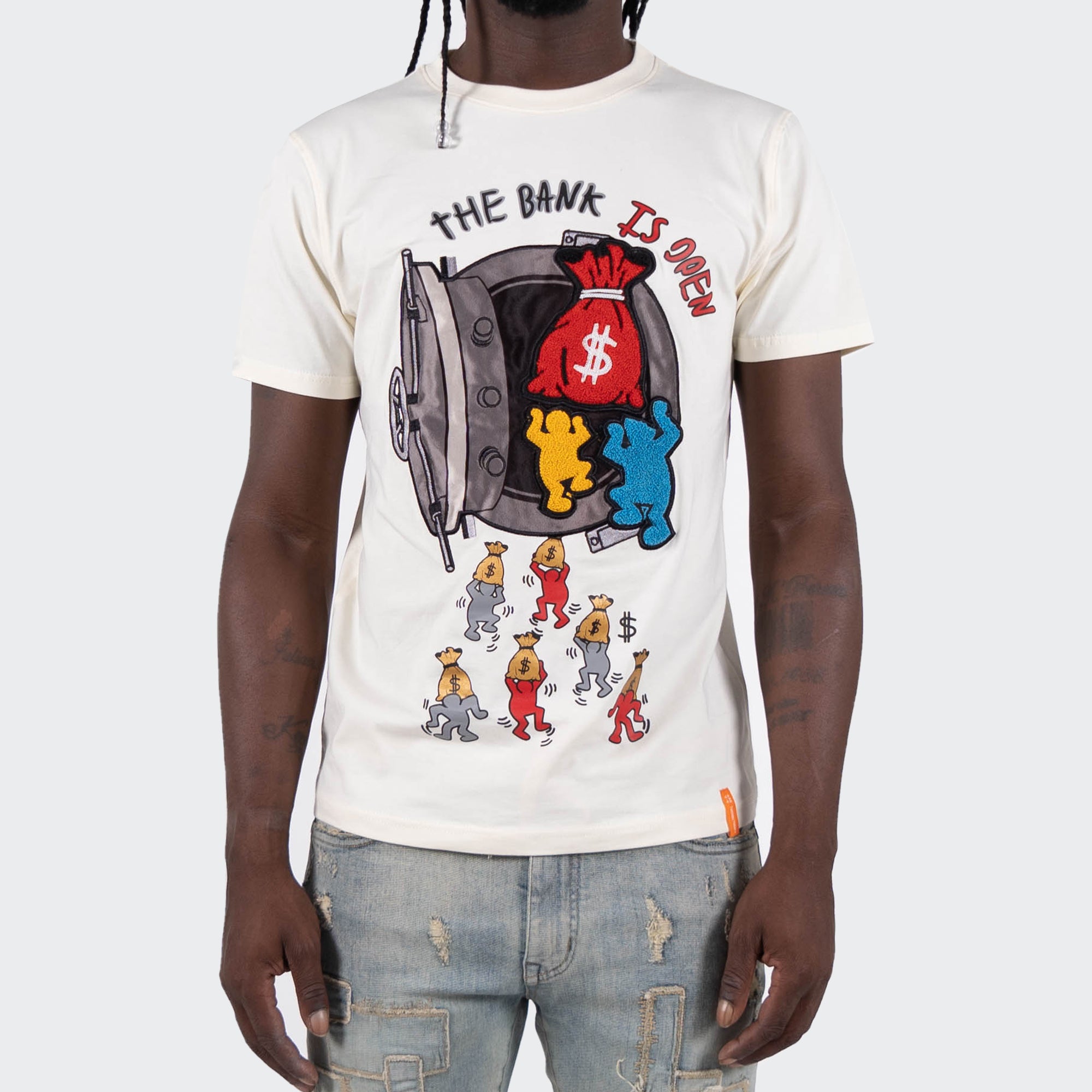 Men's TWO MILL TWENTY "The Bank Is Open" Graphic T-Shirt Off White