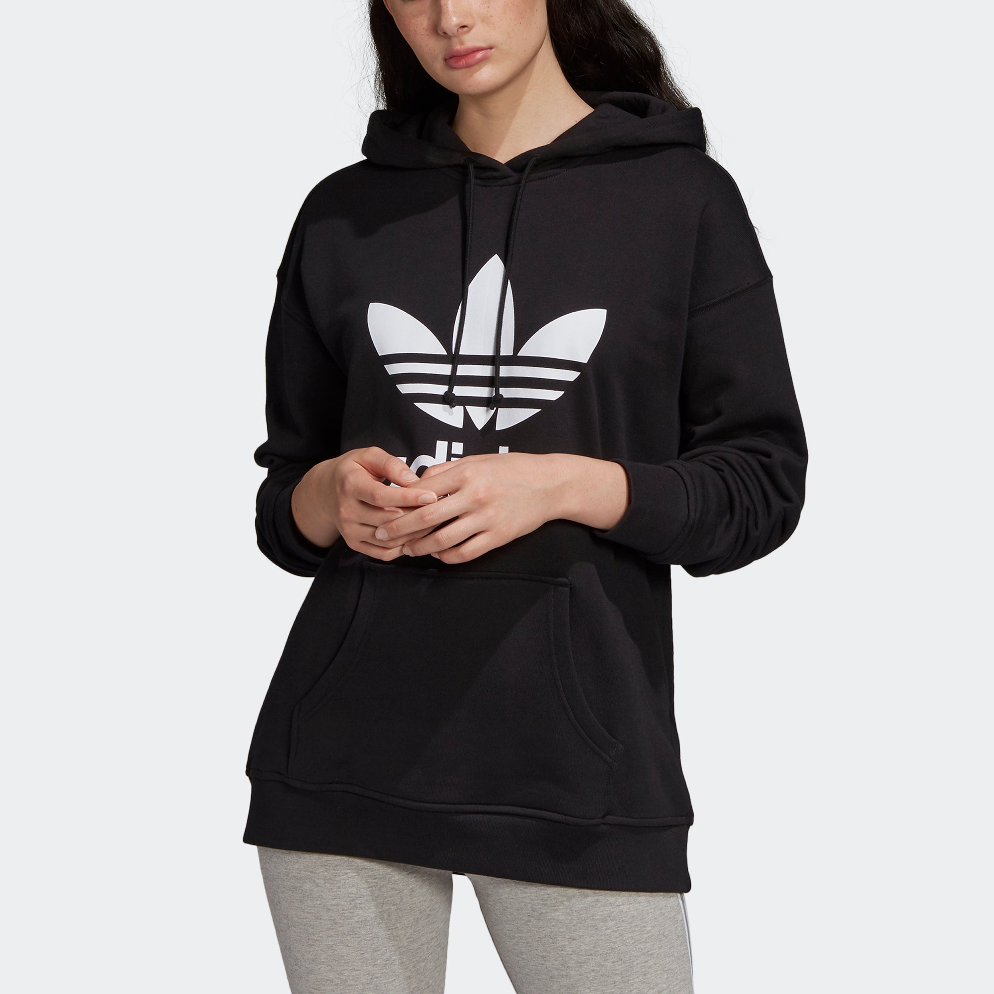 Women's adidas Originals Adicolor Trefoil Hoodie Black (SKU FM3307) | Chicago City Sports | front view