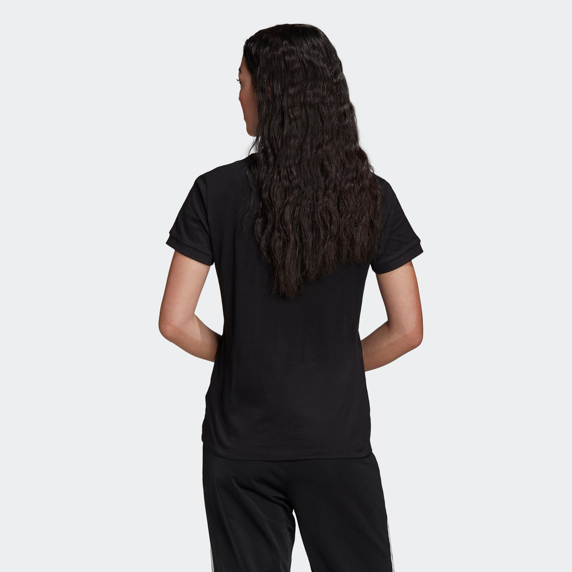 Women's adidas Originals Tee Black GC6789 | Chicago City Sports | rear view on model