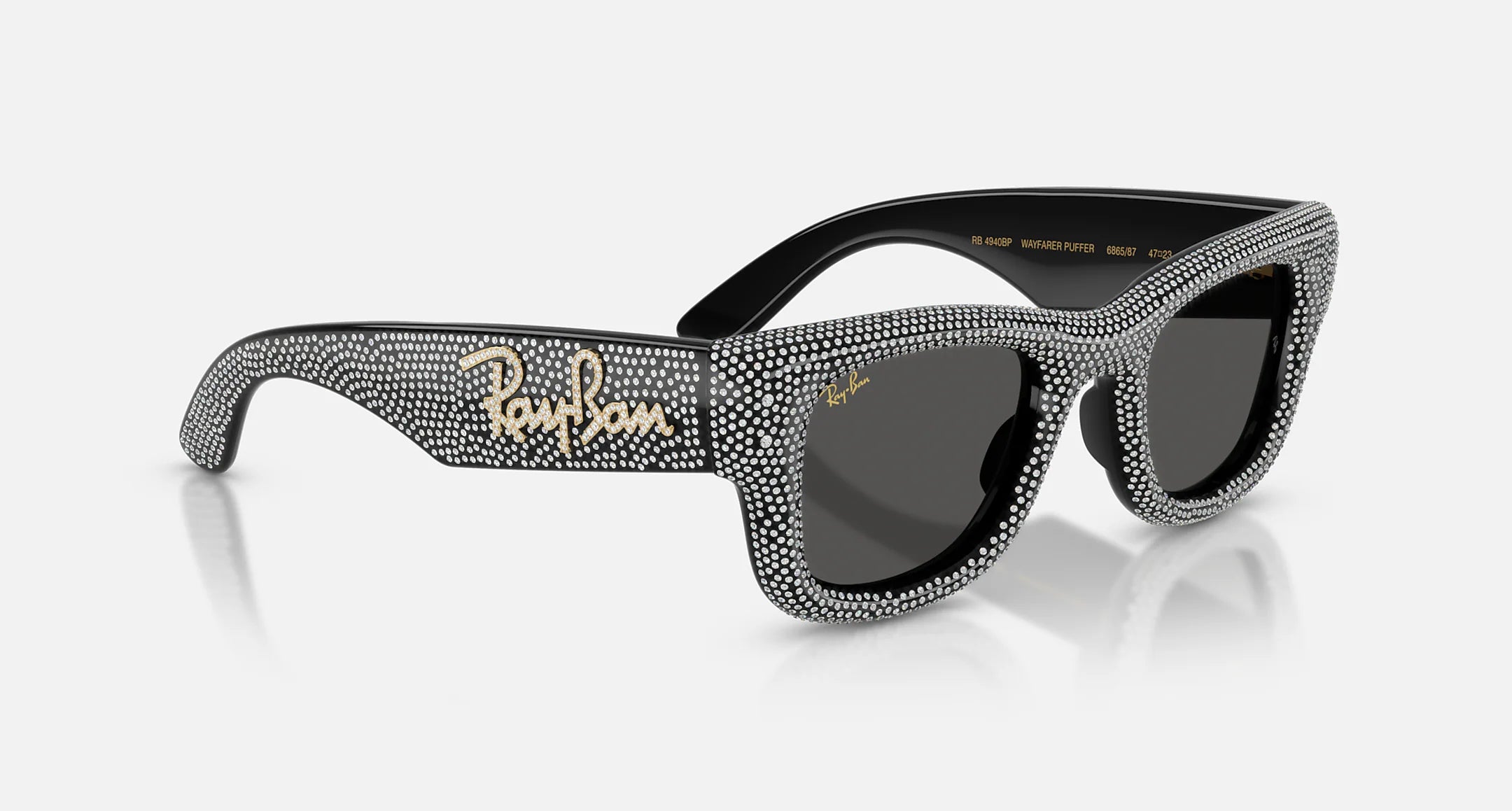 Ray-Ban Wayfarer Puffer Crystal Pavé Sunglasses Polished Black & Strass Pavé