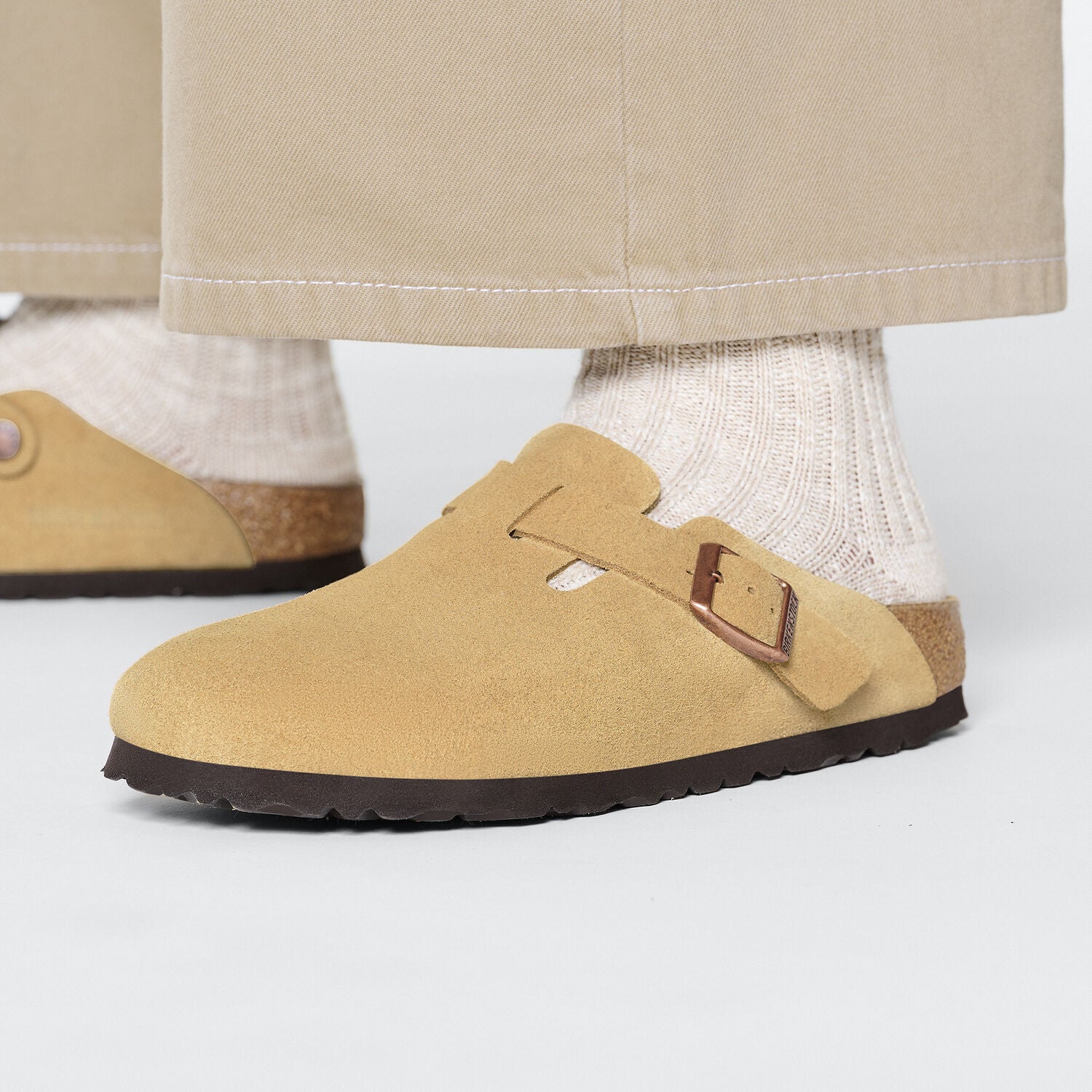 Men's BIRKENSTOCK Boston Suede Leather Latte Cream