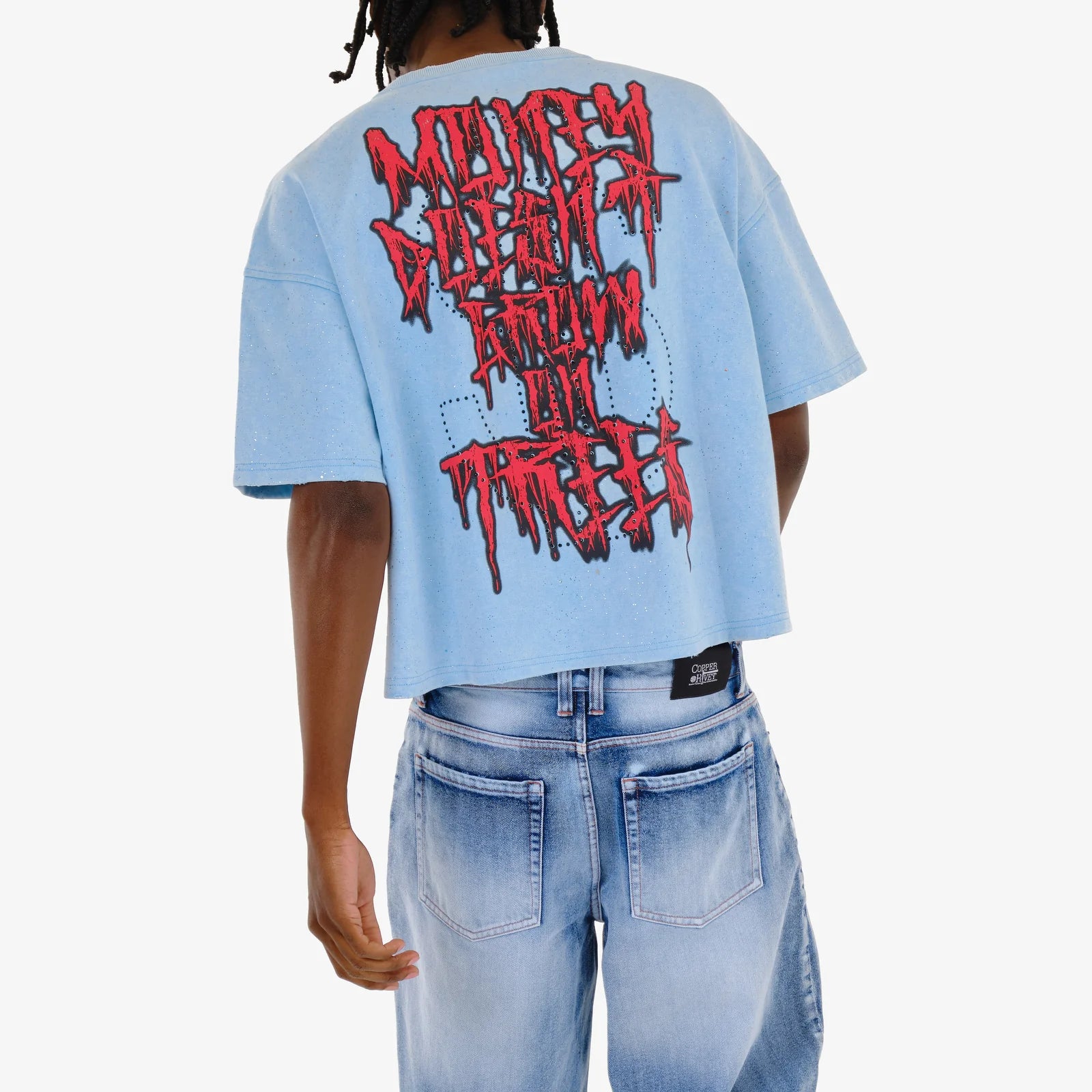 Men's Copper Rivet Money Doesn't Grow On Trees T-Shirt Sky Blue