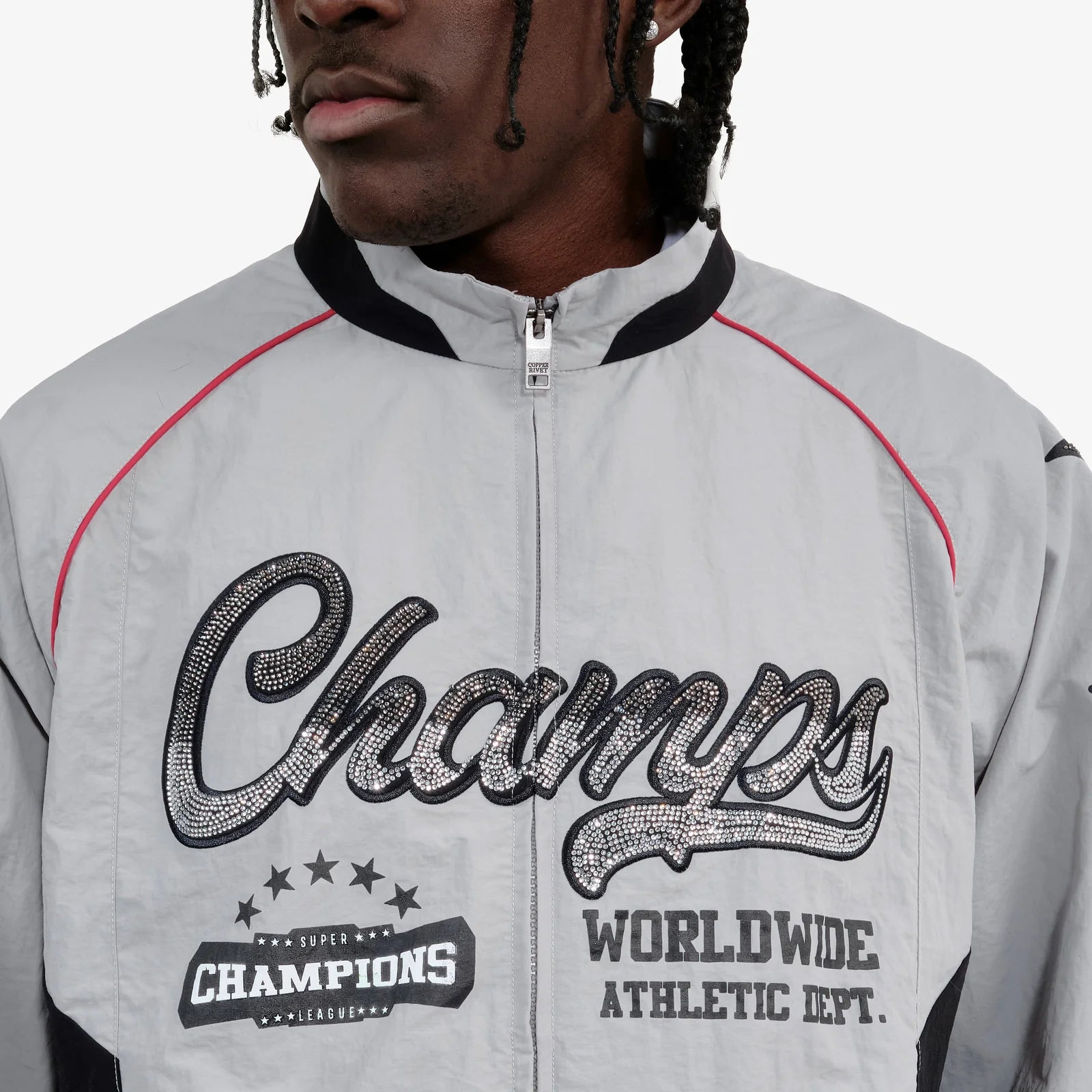Men's Copper Rivet Champs Windbreaker Full Zip Black