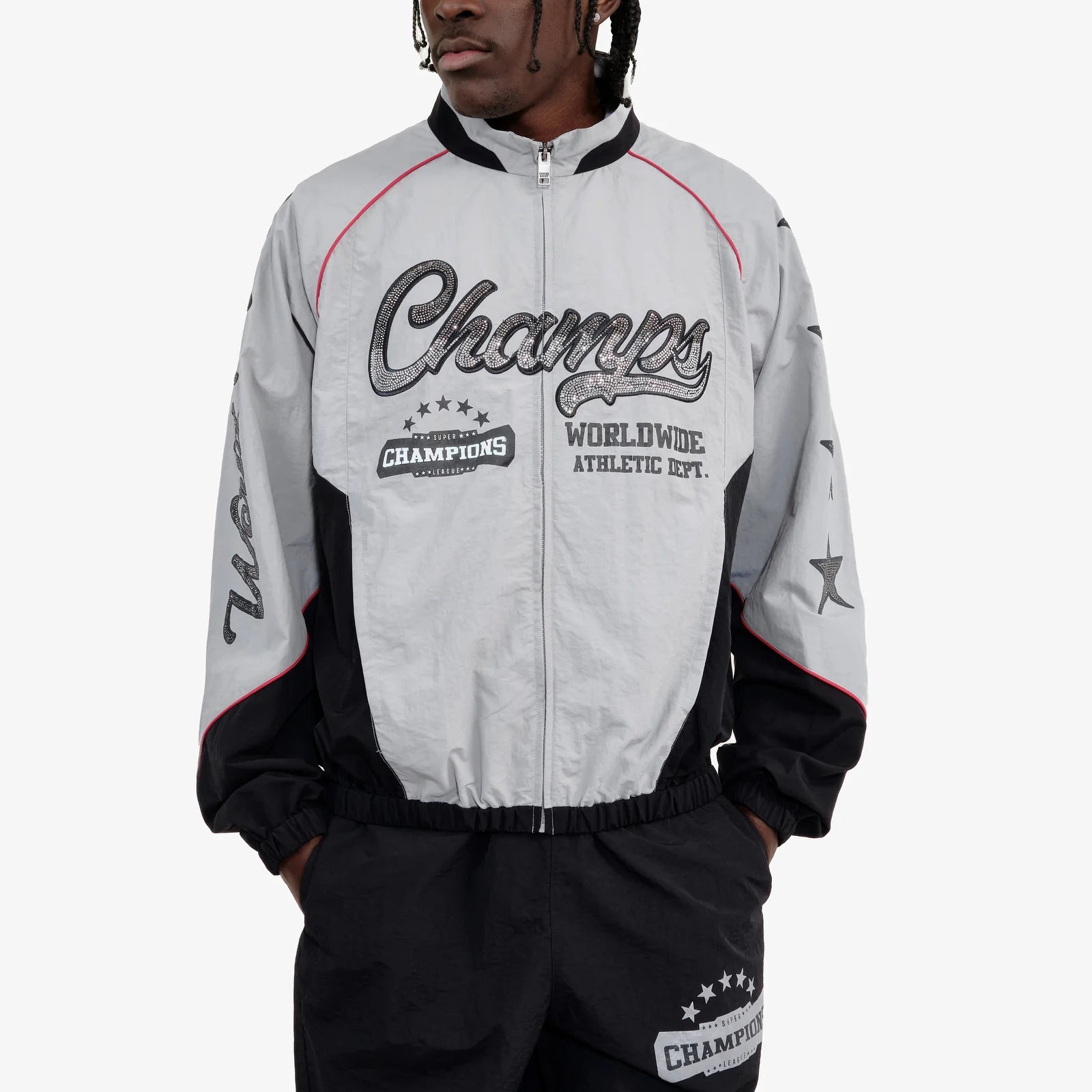 Men's Copper Rivet Champs Windbreaker Full Zip Black