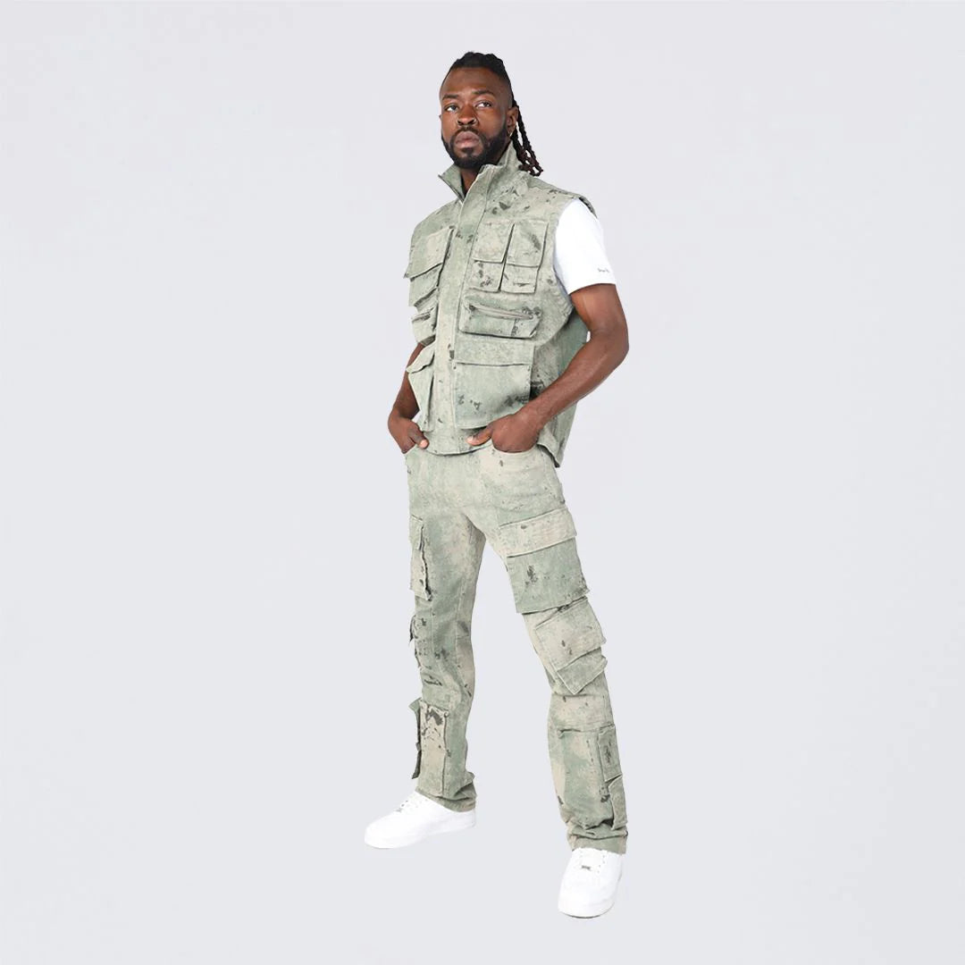 Men's Smoke Rise Straight Utility Splatter Print Twill Pants Solar Olive