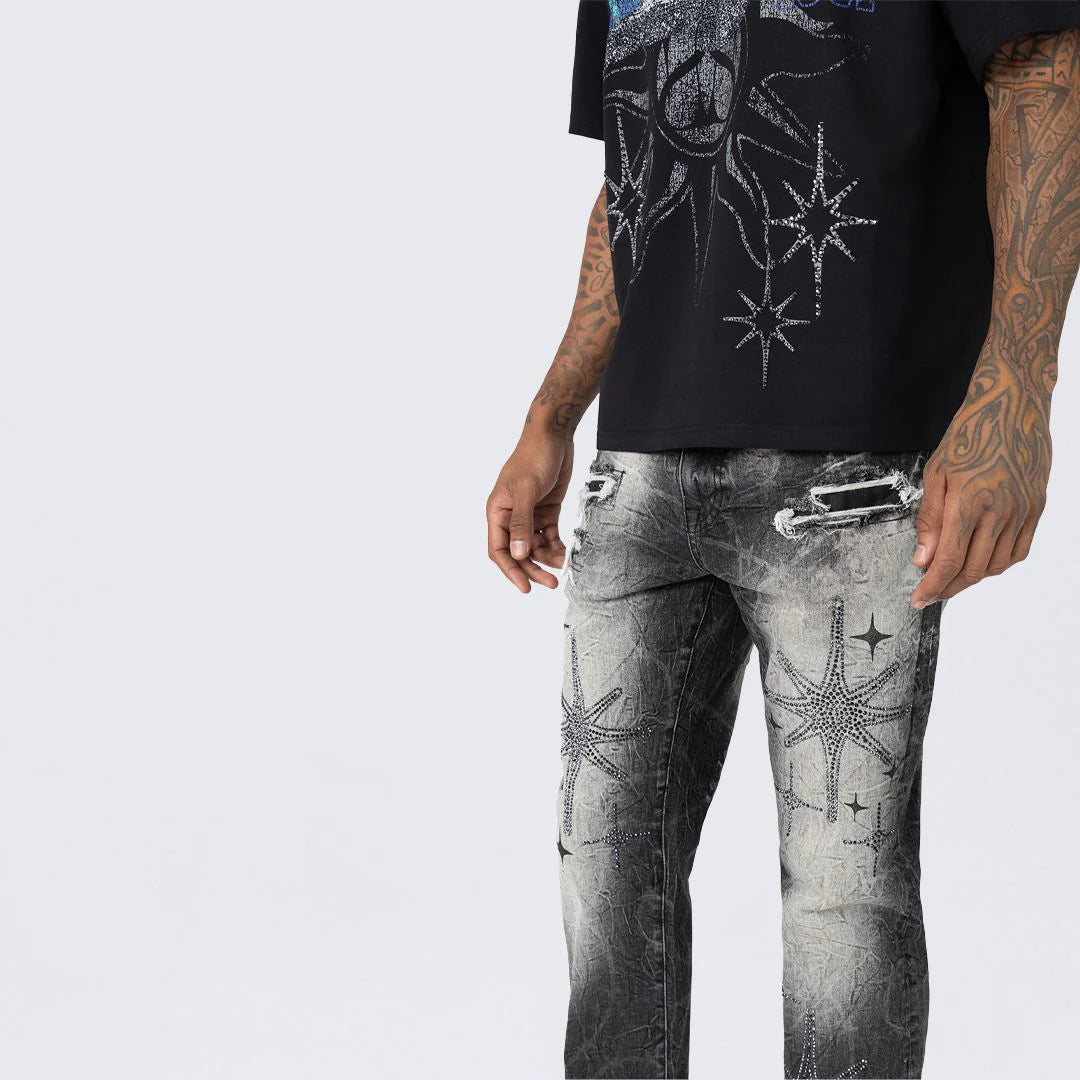 Men's Smoke Rise Long Straight Dystopia Jeans Villa Black