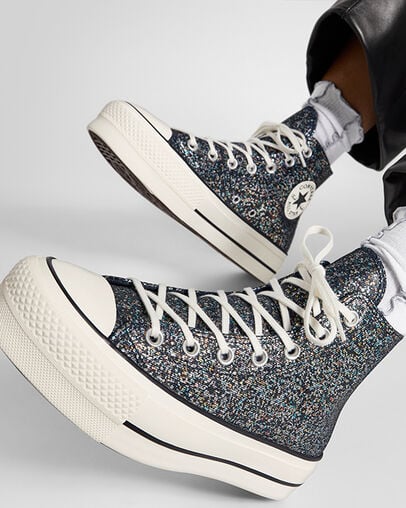 Women's Converse Chuck Taylor All Star Lift Platform Glitter Shoes Into The Void