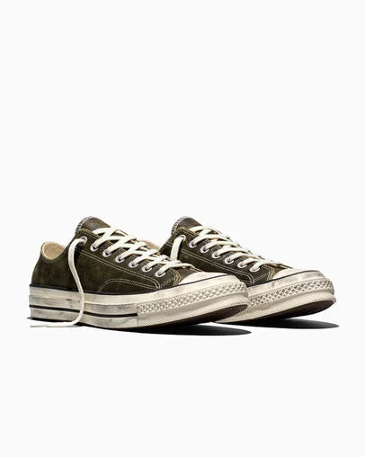 Men's Converse Chuck 70  Burnished Leather Shoes Moss Sauce