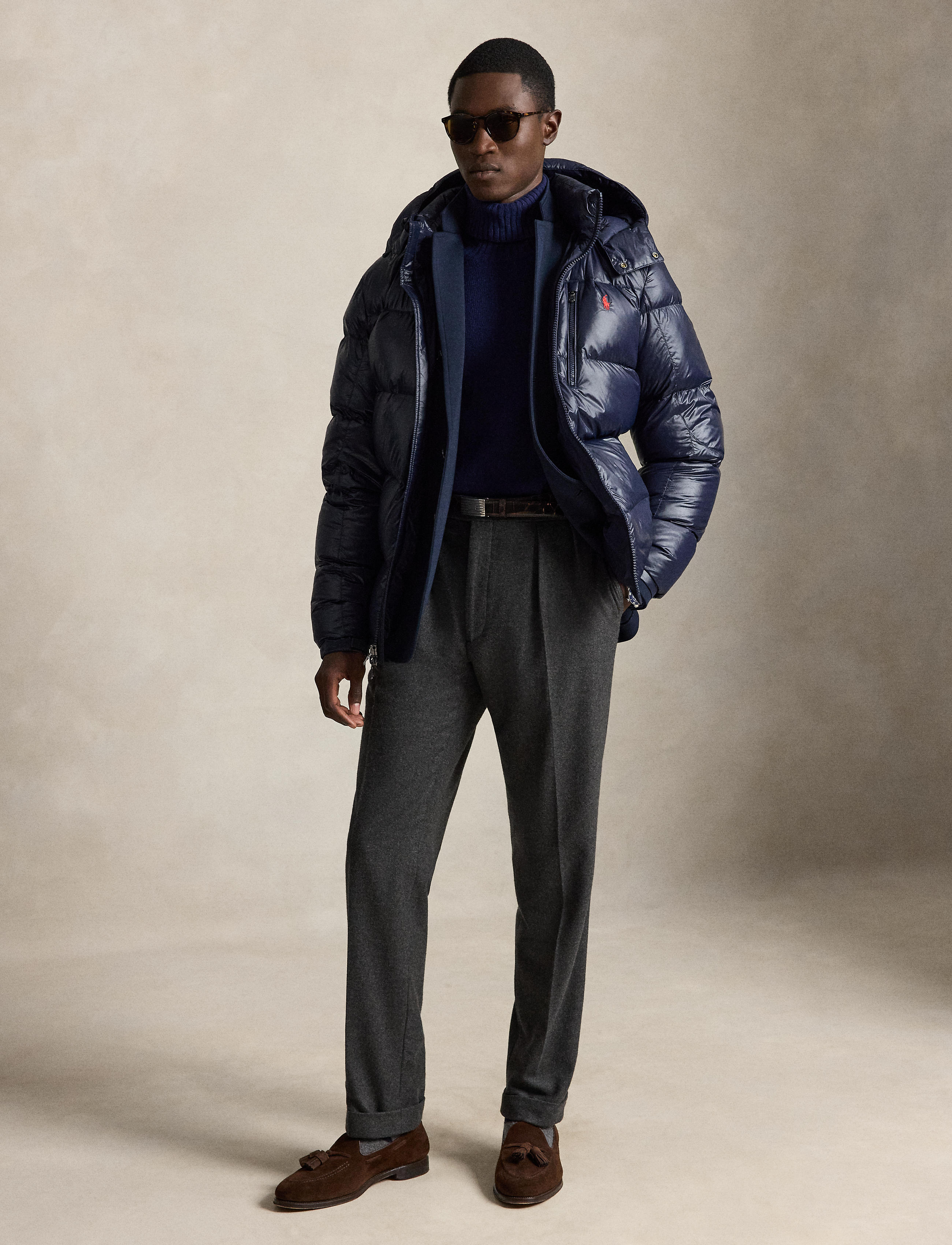 Men's Polo Ralph Lauren The Gorham Glossed Down Jacket Collection Navy Glossy