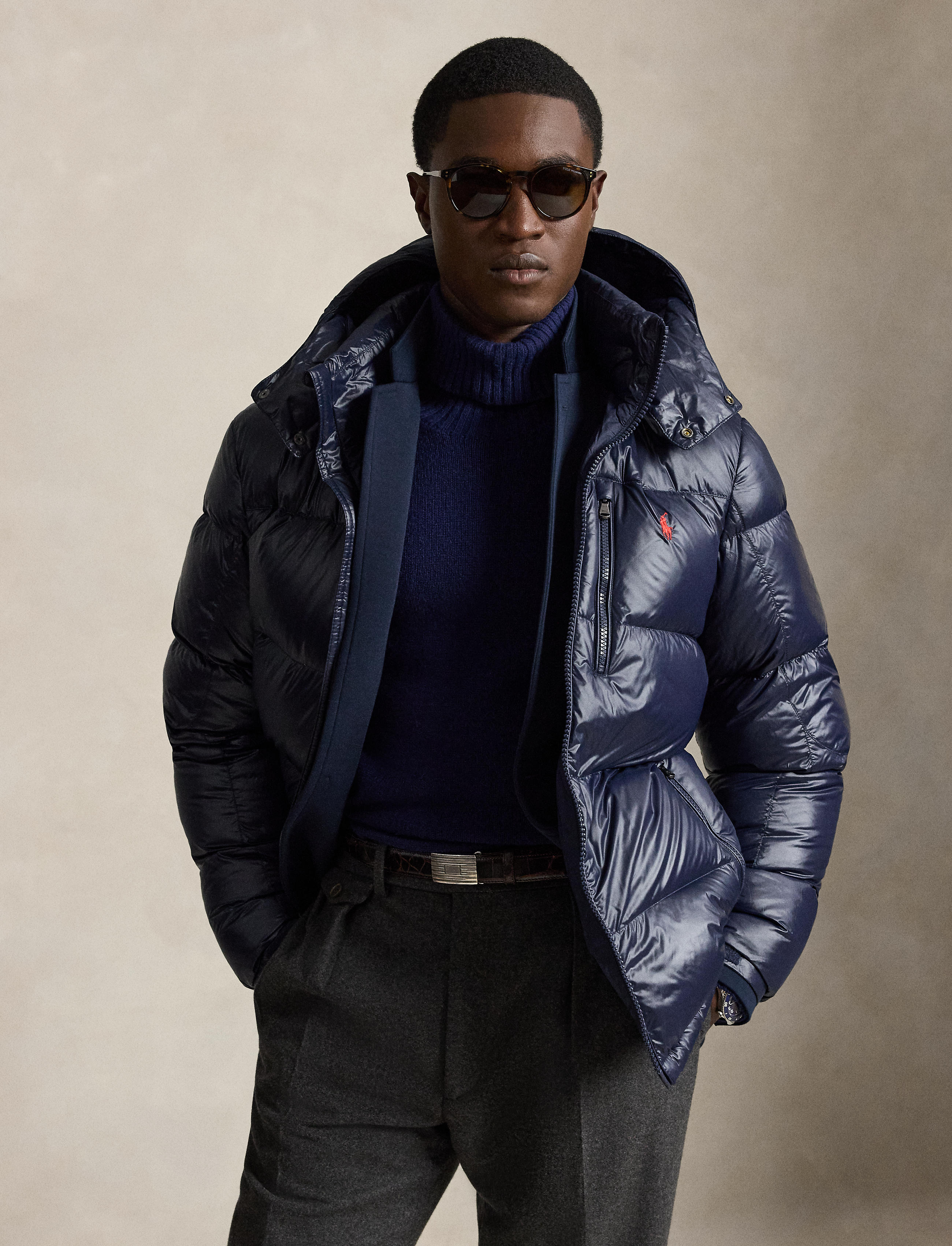 Men's Polo Ralph Lauren The Gorham Glossed Down Jacket Collection Navy Glossy