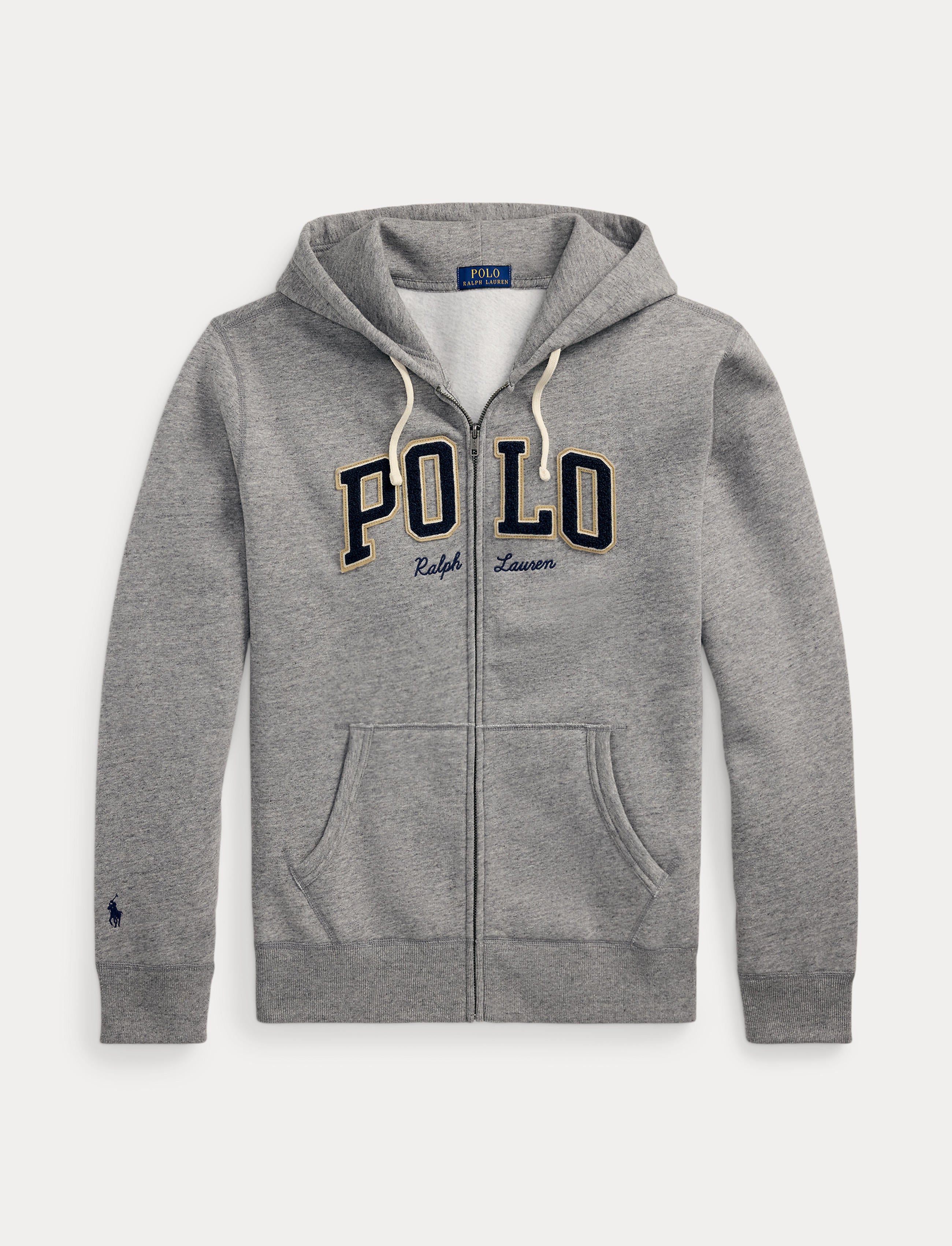 Men's Polo Ralph Lauren Logo Fleece Full Zip Hoodie Dark Vintage Heather