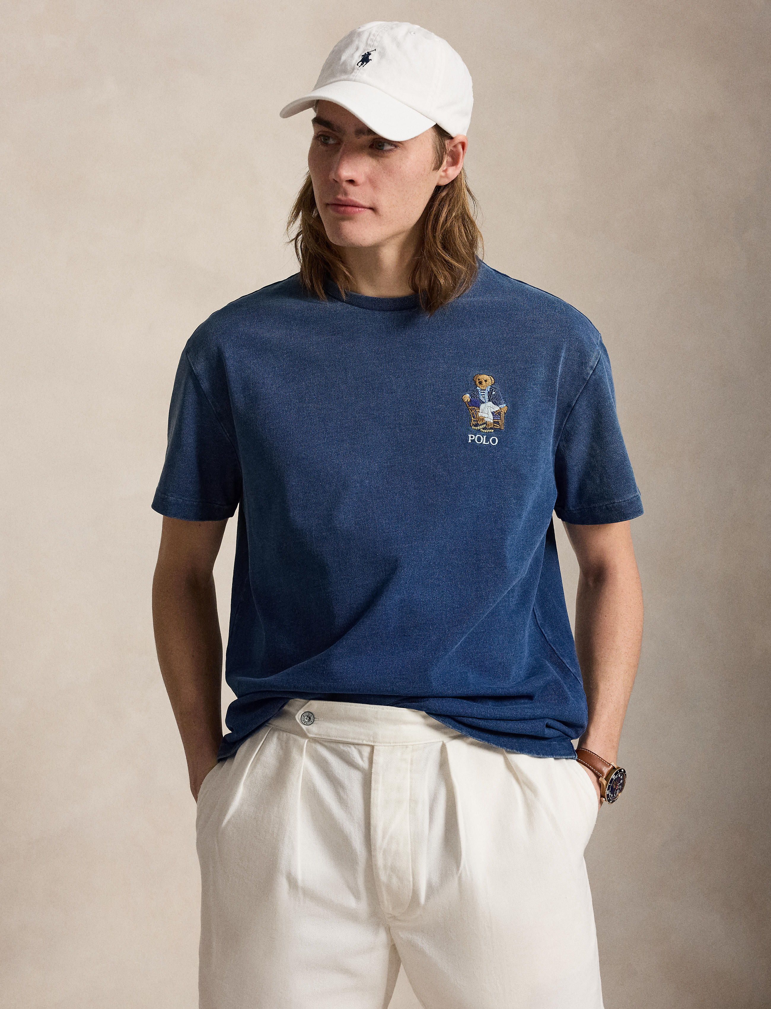Men's Polo Ralph Lauren Classic Fit Polo Bear Indigo T-Shirt Newport Bear