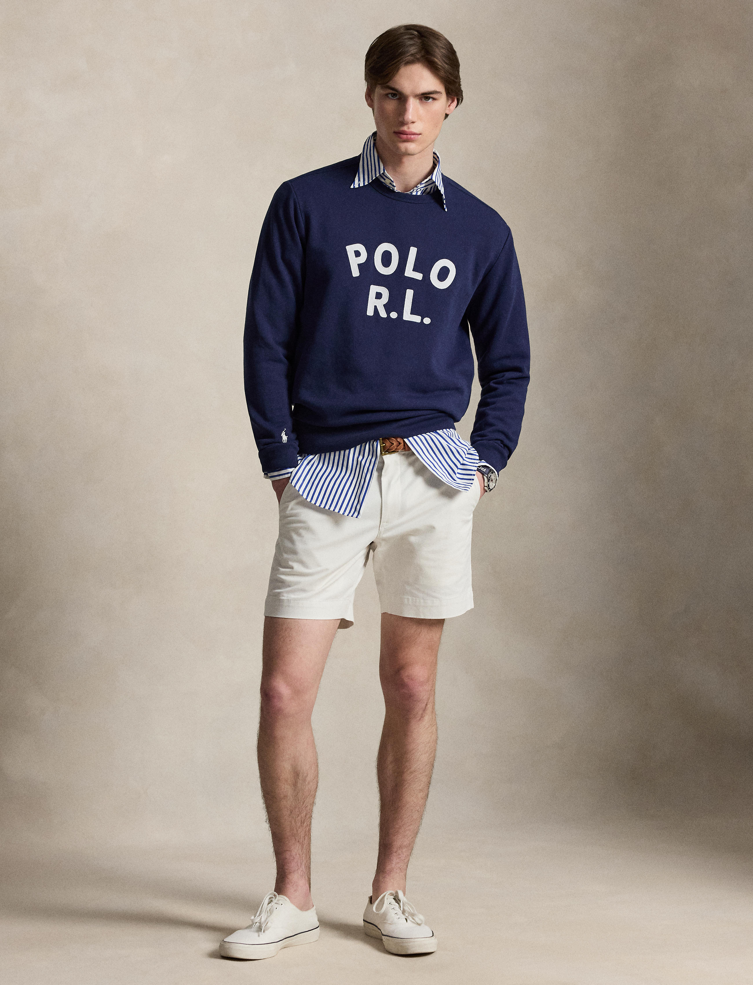 Men's Polo Ralph Lauren Logo Fleece Sweatshirt Newport Navy