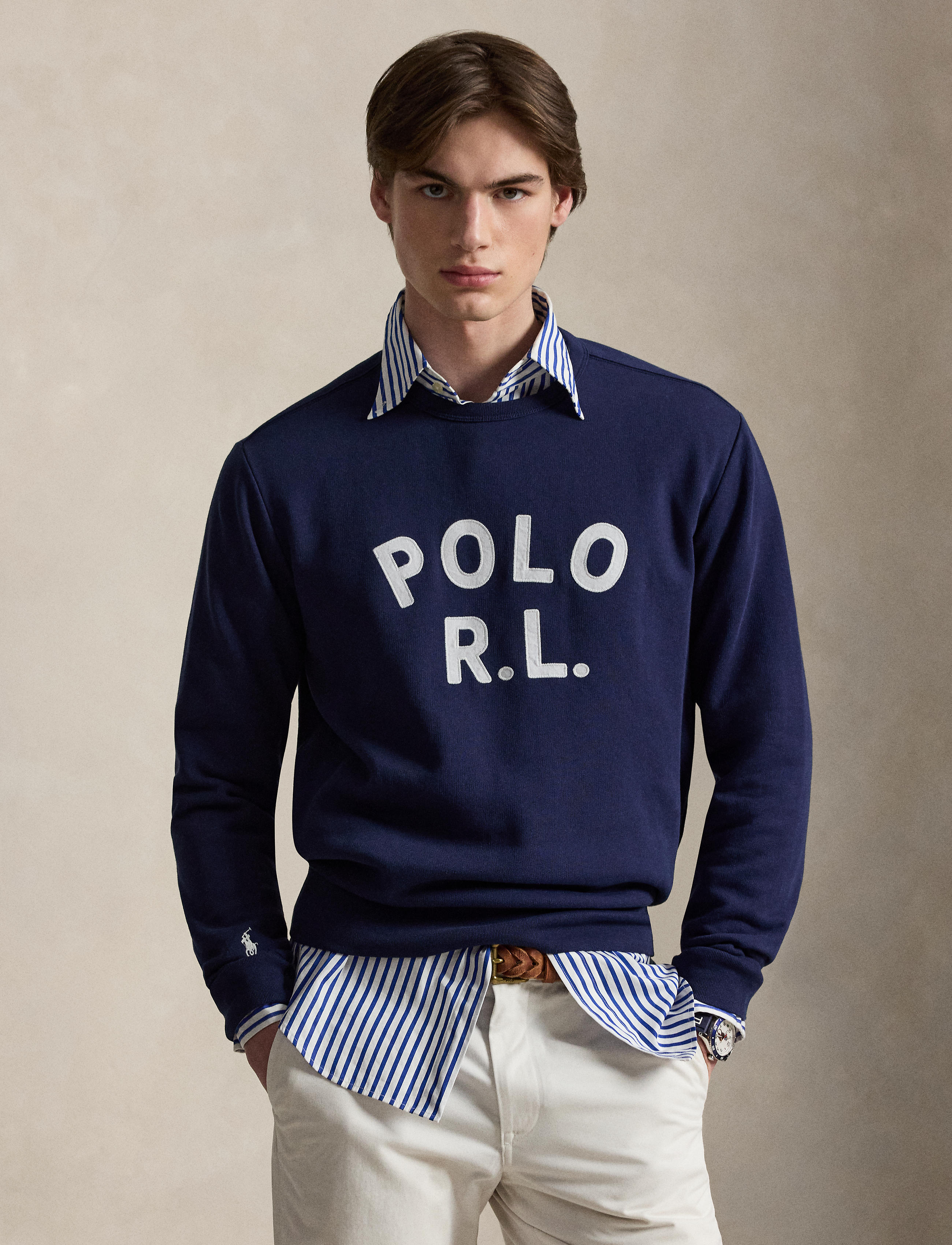 Men's Polo Ralph Lauren Logo Fleece Sweatshirt Newport Navy