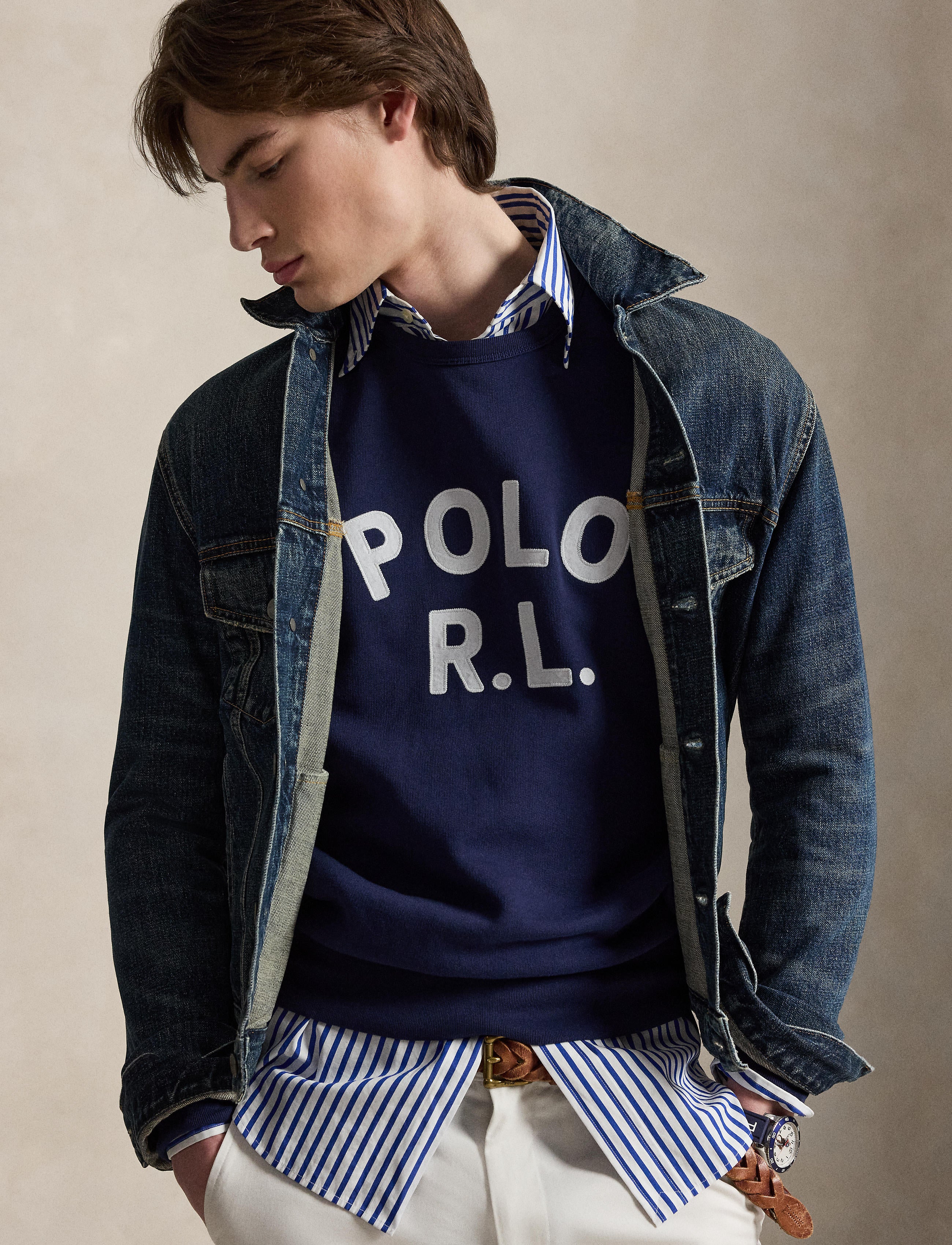 Men's Polo Ralph Lauren Logo Fleece Sweatshirt Newport Navy