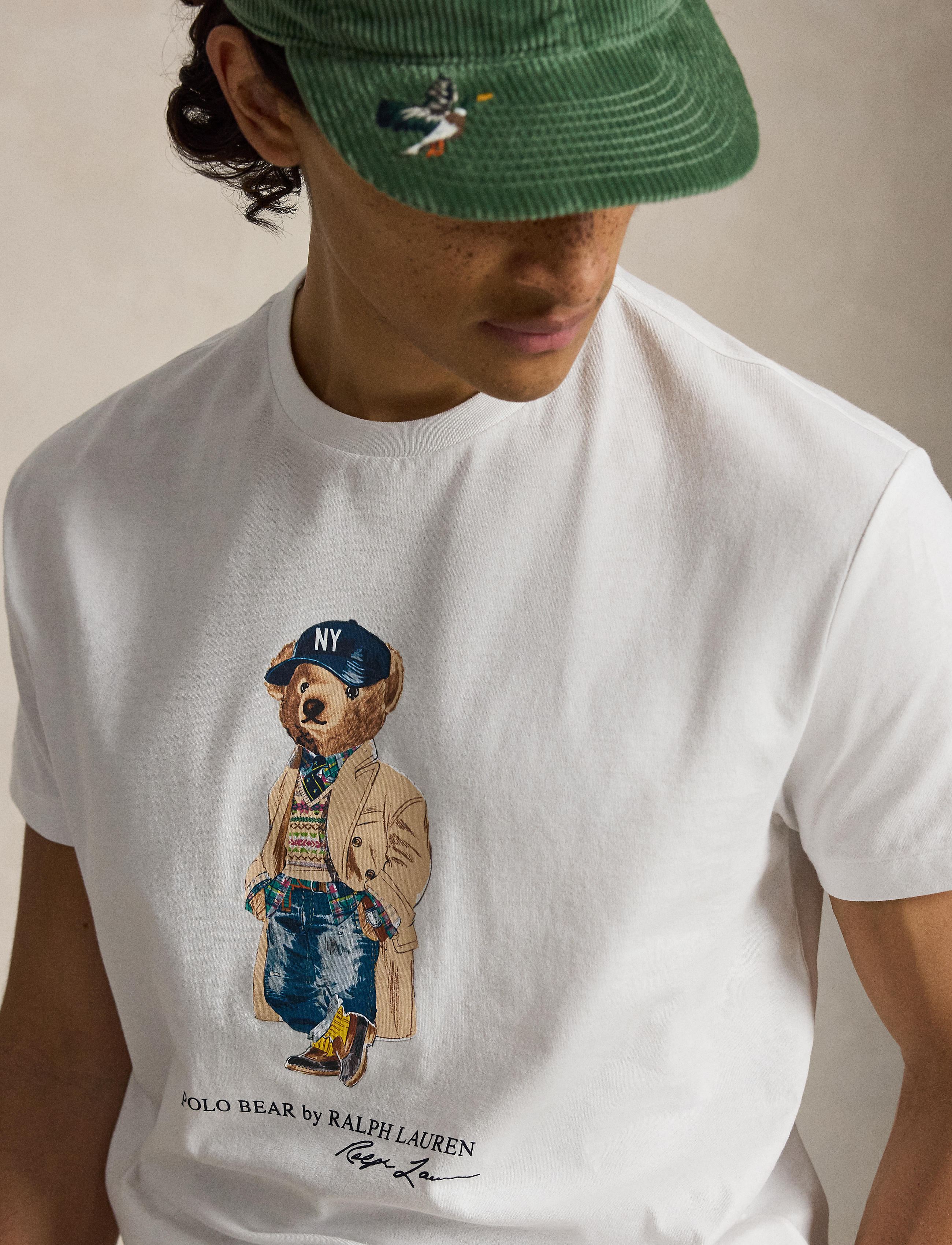 Men's Polo Ralph Lauren Classic Fit Polo Bear Jersey T-Shirt White