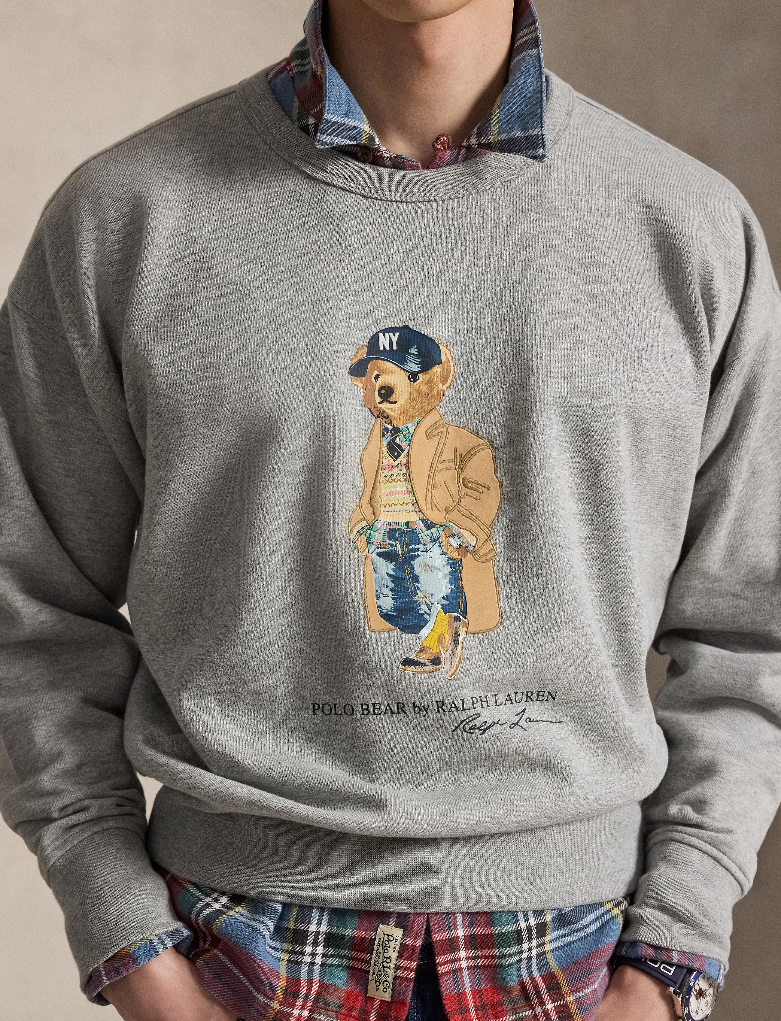 Men's Polo Ralph Lauren Bear Fleece Sweatshirt Heather Grey
