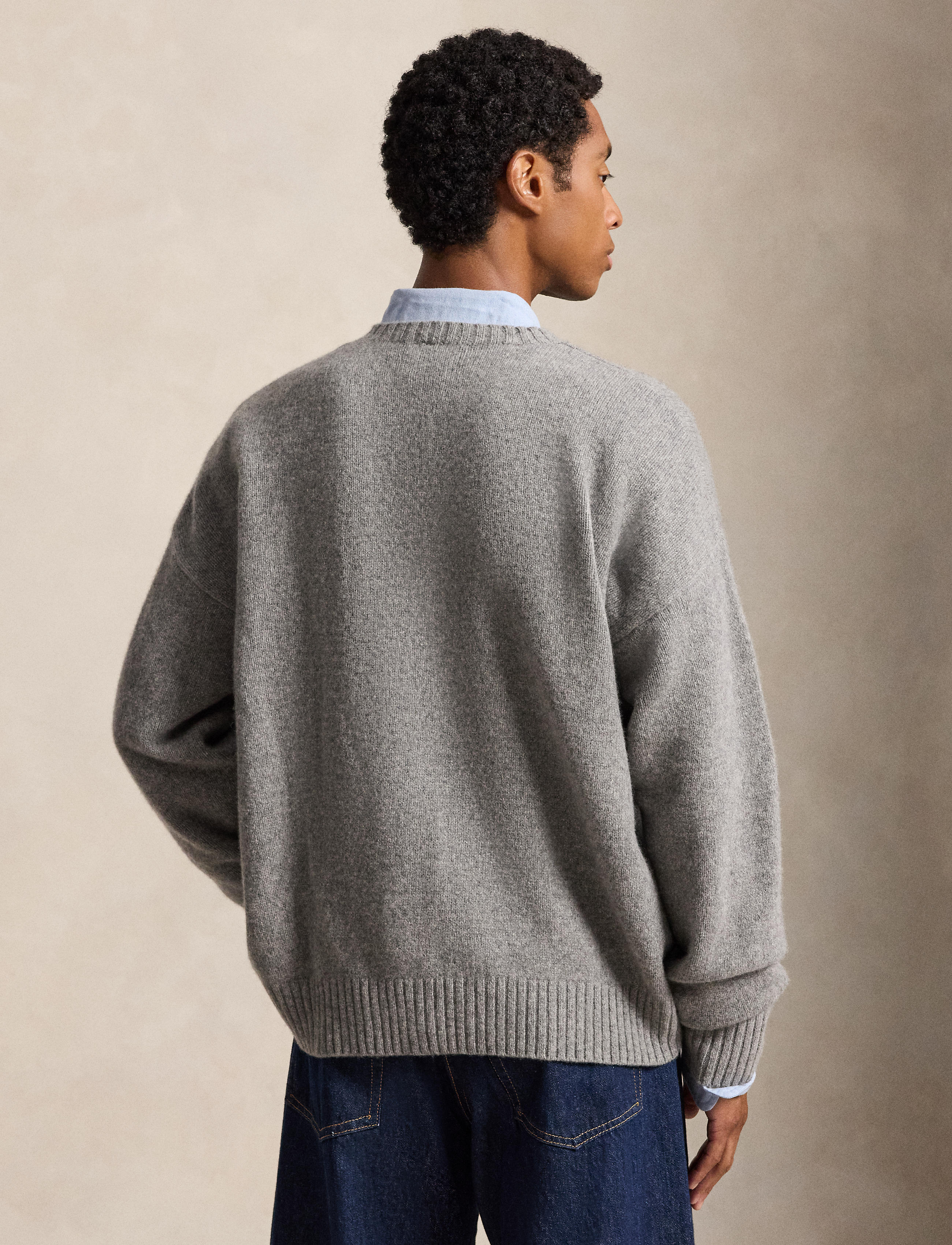 Men's Polo Ralph Lauren Heritage Bear Wool Blend Sweater Grey