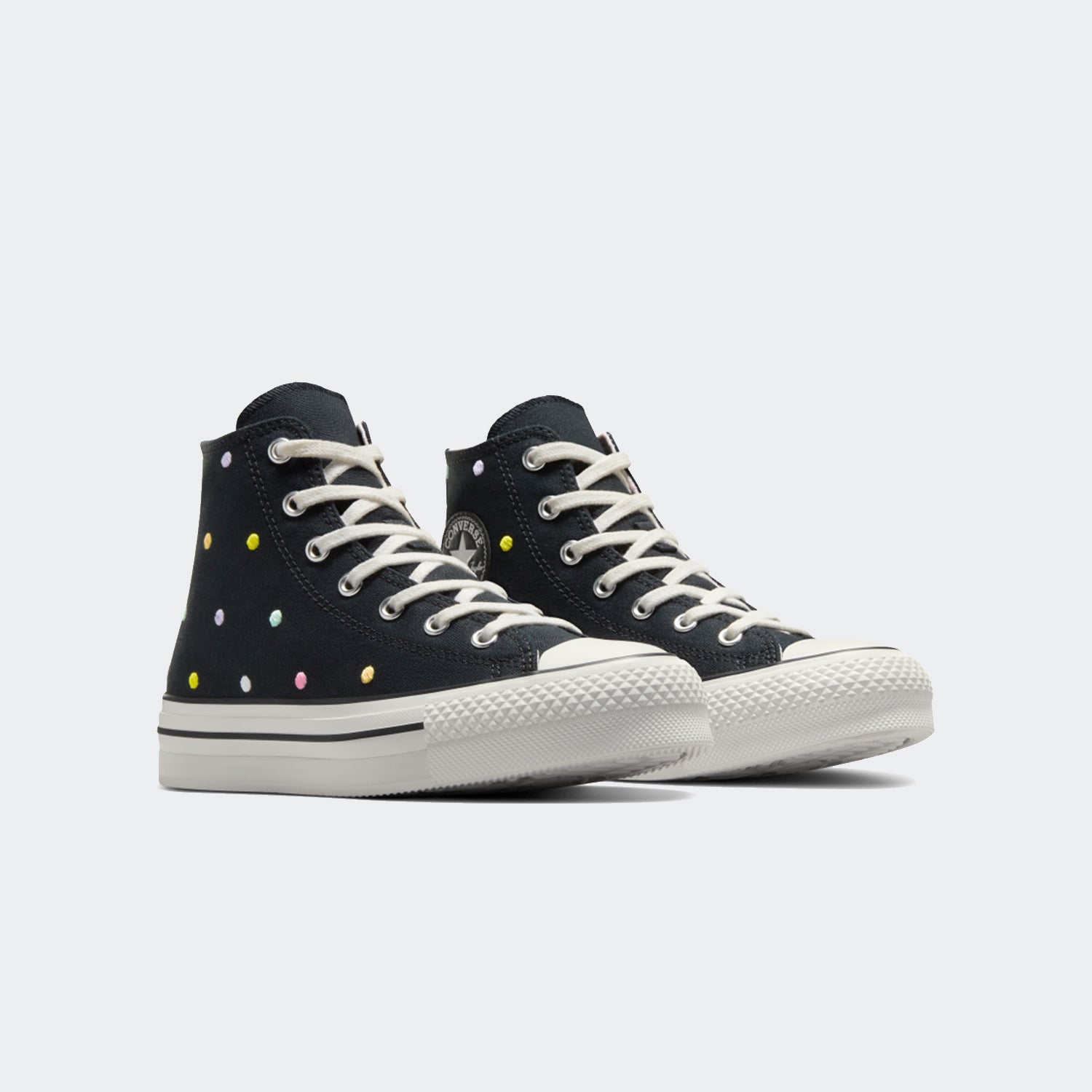 Big Kid Converse Chuck Taylor All Star Embroidered Polka Dots Platform Shoes