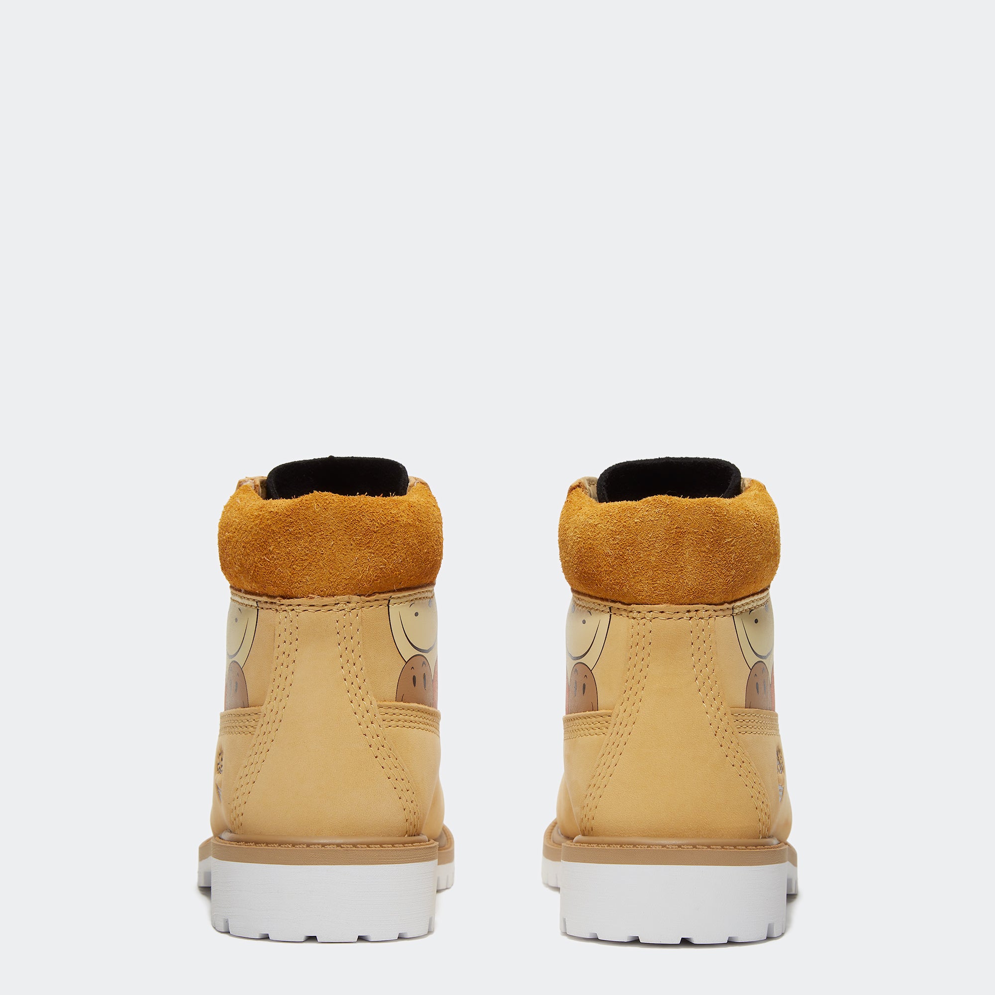 Big Kid Timberland Premium 6-Inch Waterproof Boots Wheat Happy Face Print