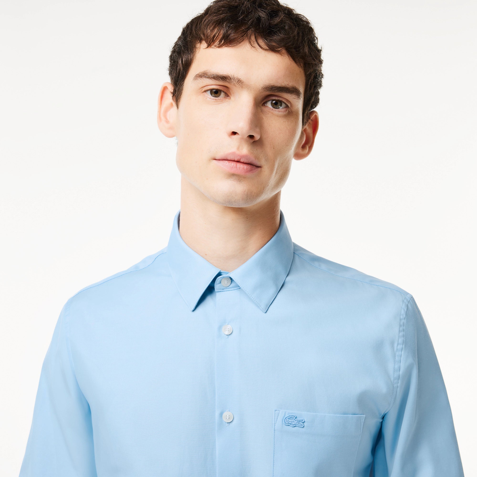 Men's Lacoste Regular Fit Cotton Button Down Shirt Pastel Blue