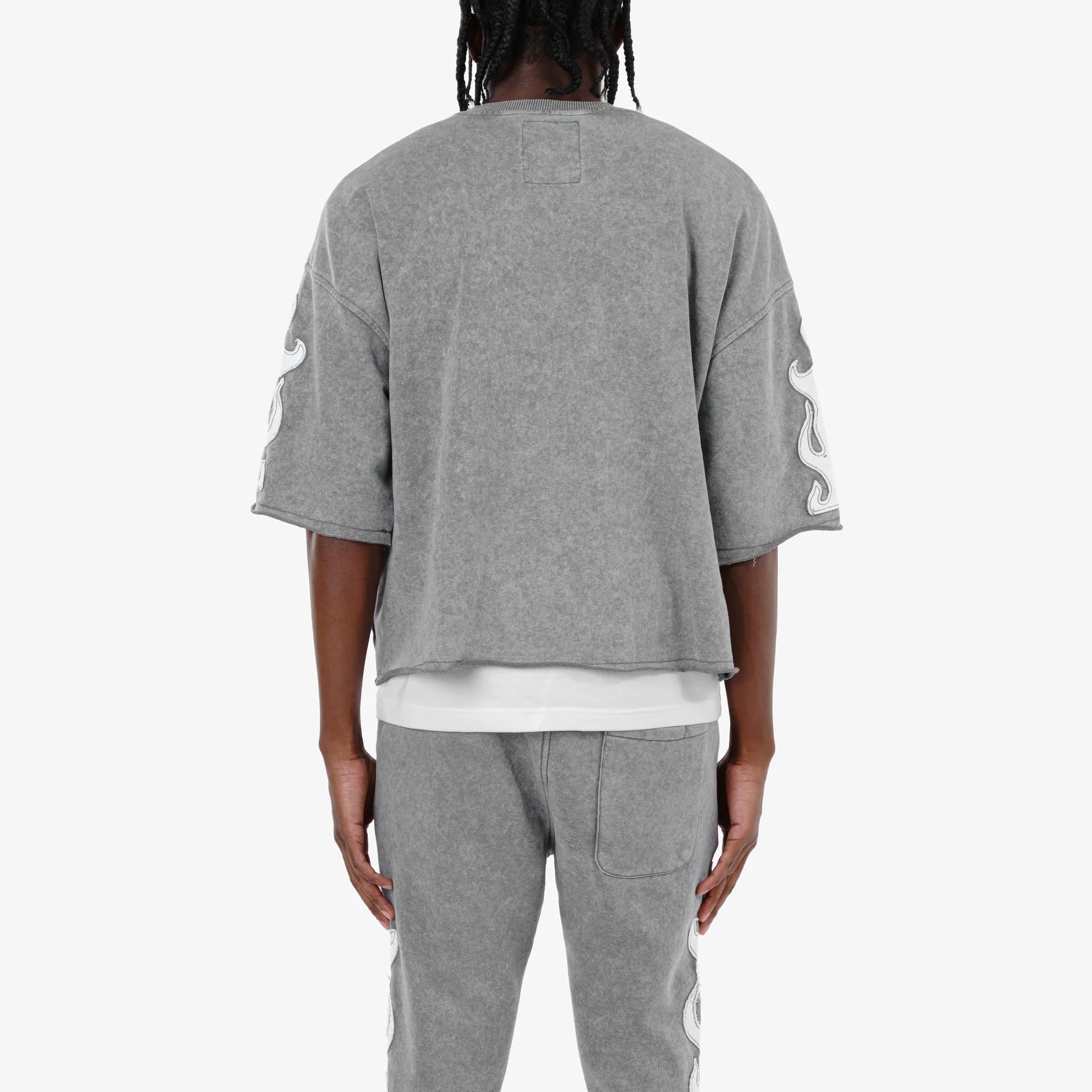 Men's Copper Rivet Cropped Saint Short Sleeve T-Shirt Gray