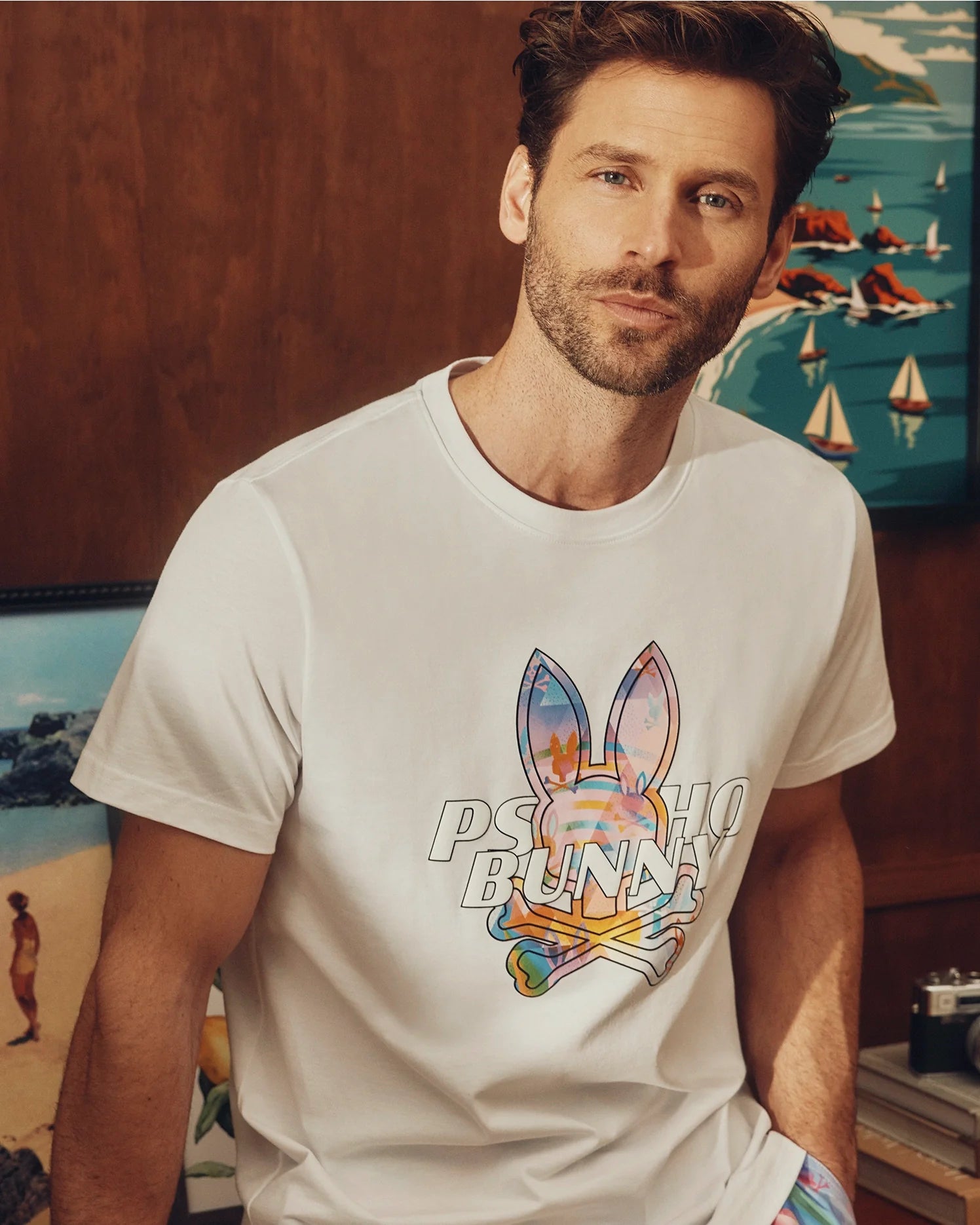 Men's Psycho Bunny Milos Graphic Tee White