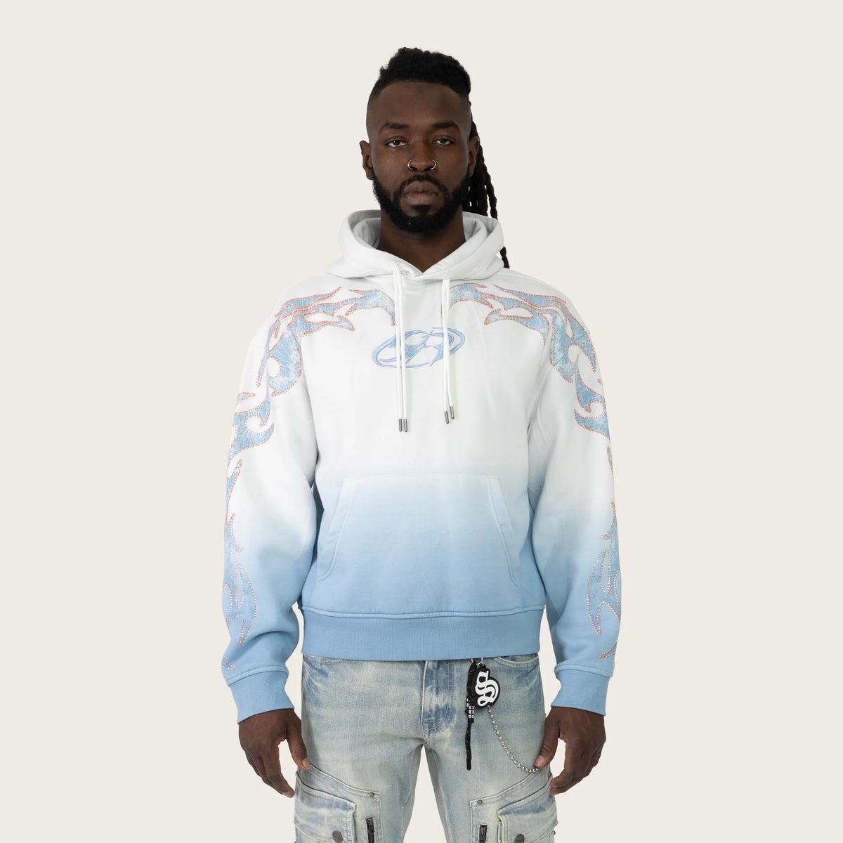 Men's Smoke Rise Oversized Scorpion Hoodie Chalk