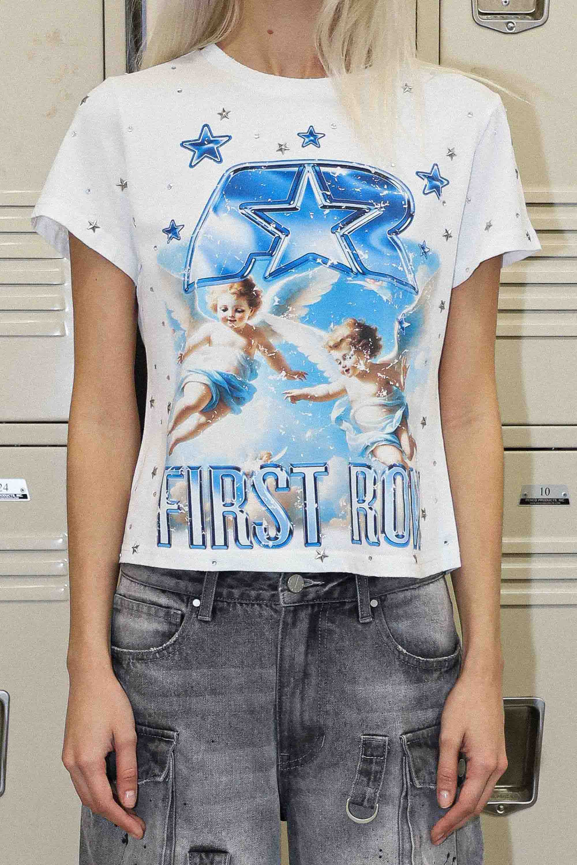 Women's First Row Made in Heaven Baby Angels Tee White