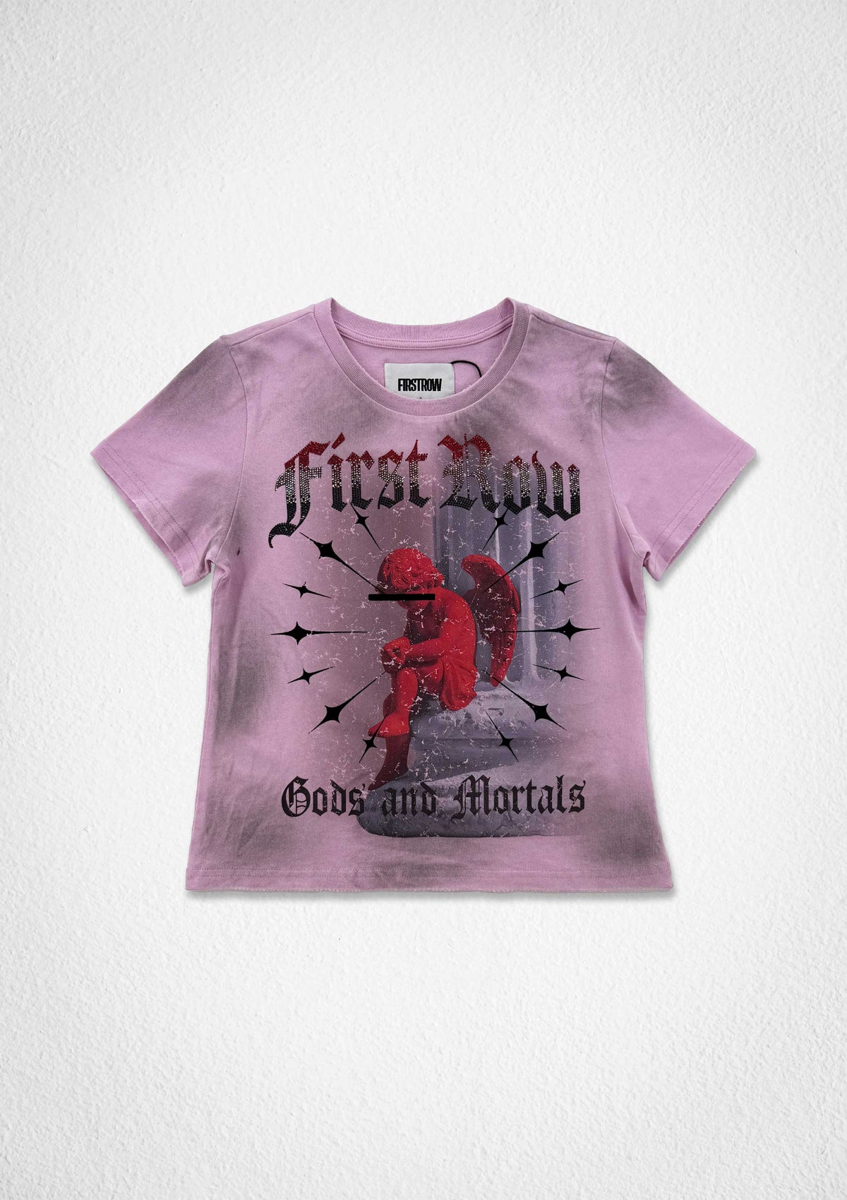 Women's First Row Gods and Mortals Lone Angel Baby Tee Pink
