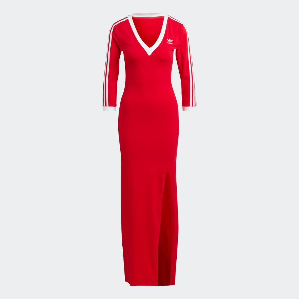 Women's adidas Originals Adicolor Classics 3-Stripes Maxi Dress Better Scarlet