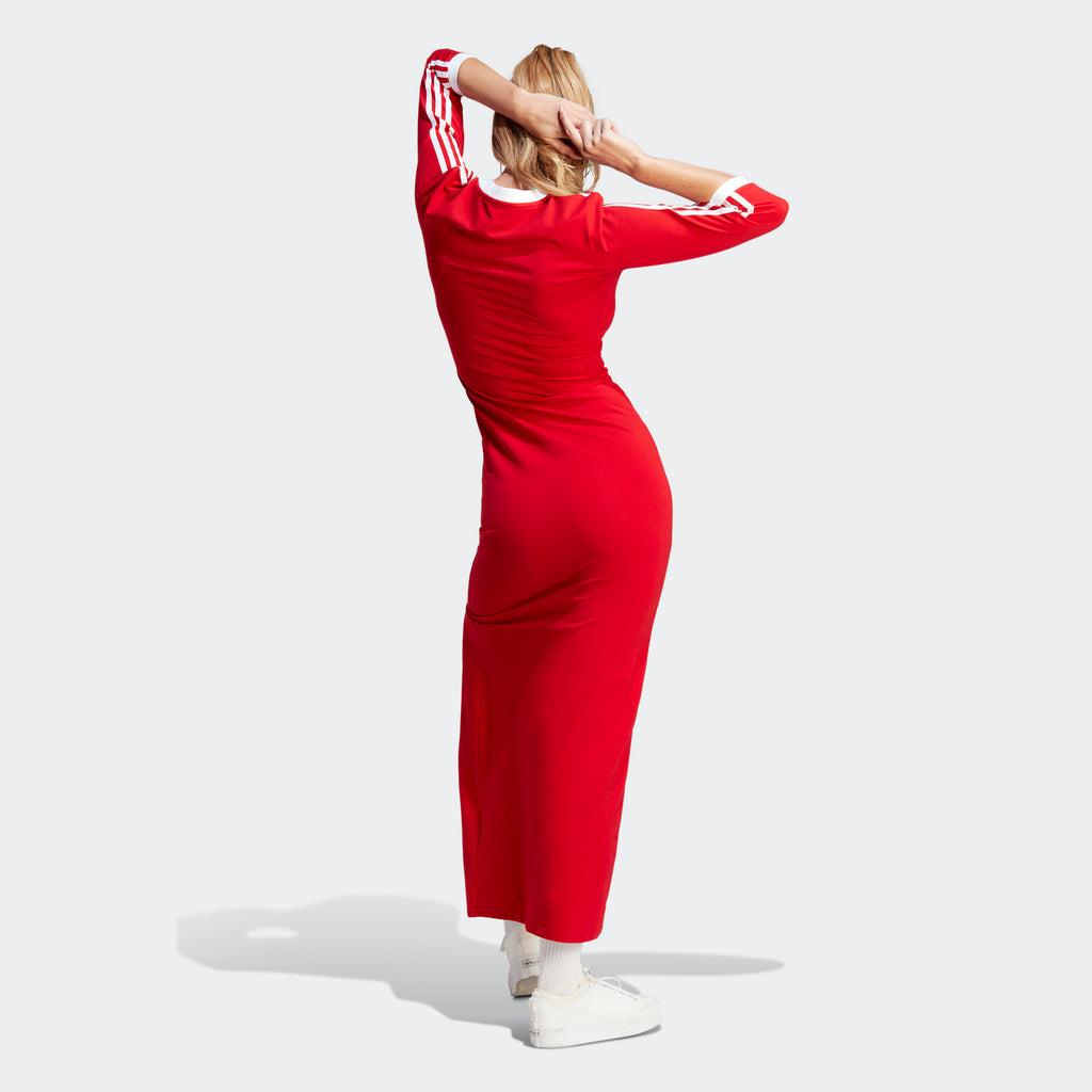 Women's adidas Originals Adicolor Classics 3-Stripes Maxi Dress Better Scarlet