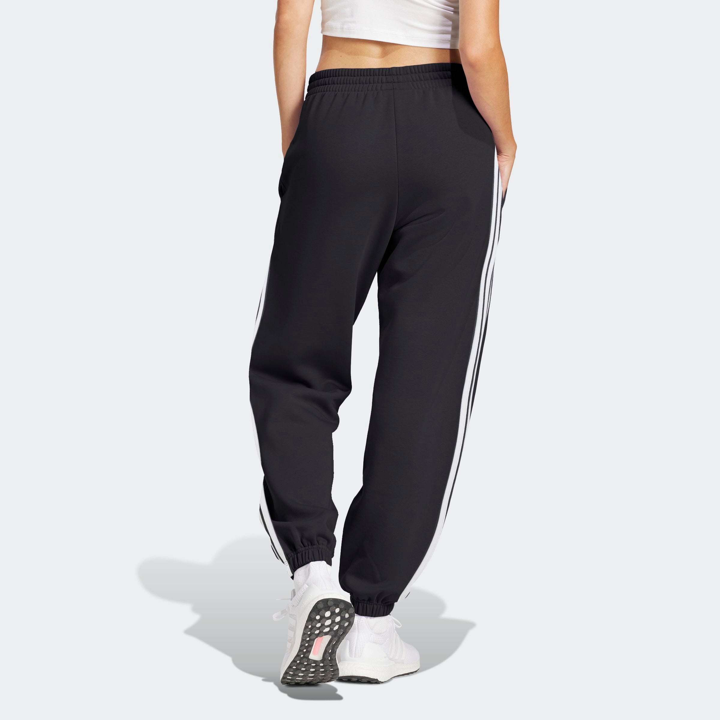 Women's adidas Sportswear Essentials 3-Stripes French Terry Cuffed Pants Black