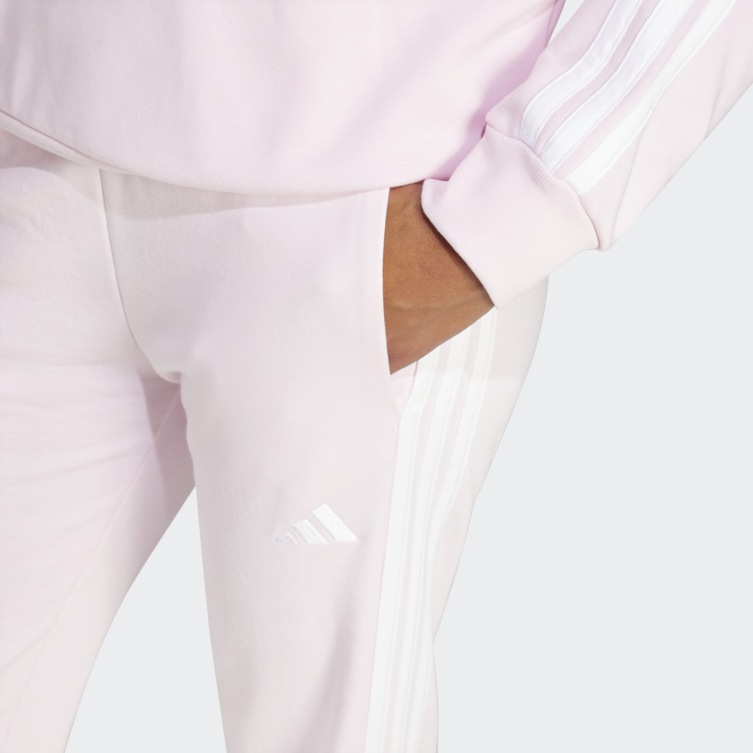 Women's adidas Sportswear Essentials 3-Stripes French Terry Cuffed Pants Clear Pink
