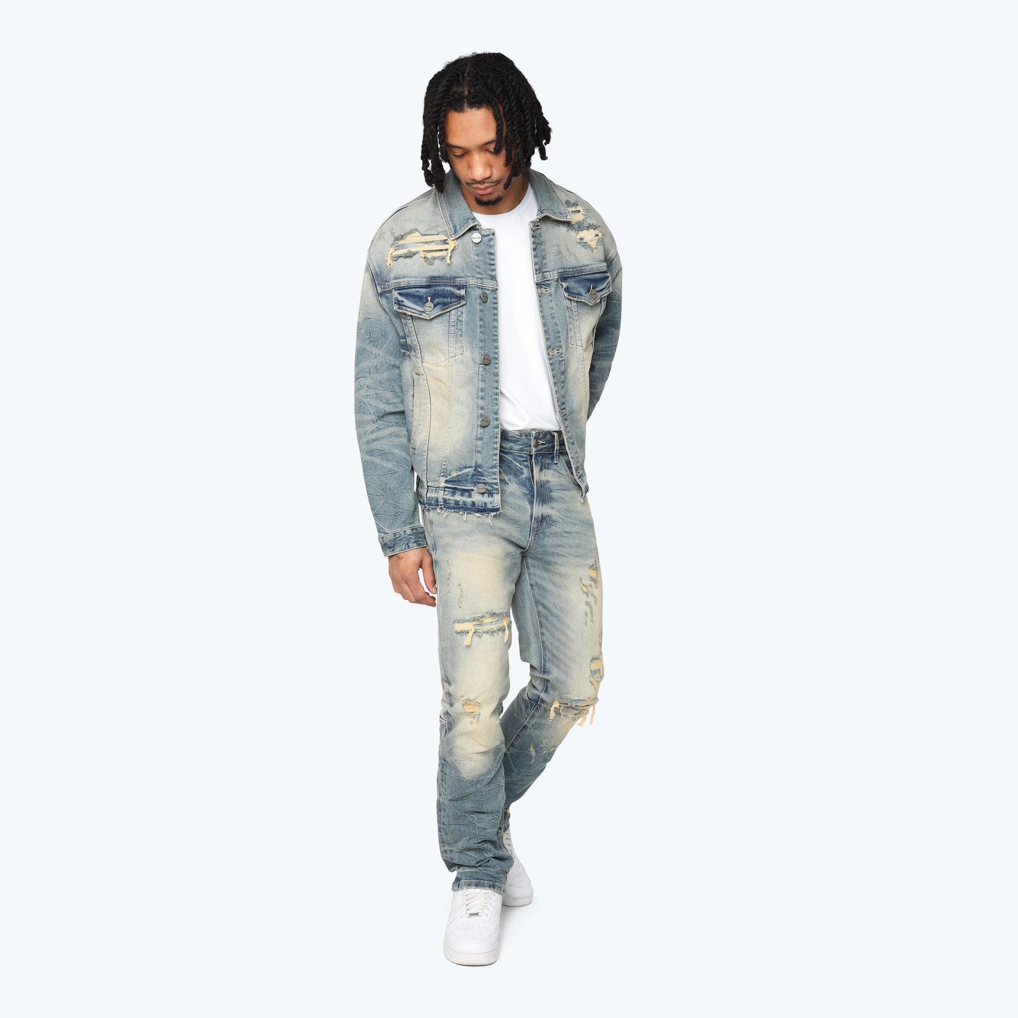 Men's Smoke Rise Straight Heavy Whisker Effect Jeans Owens Blue