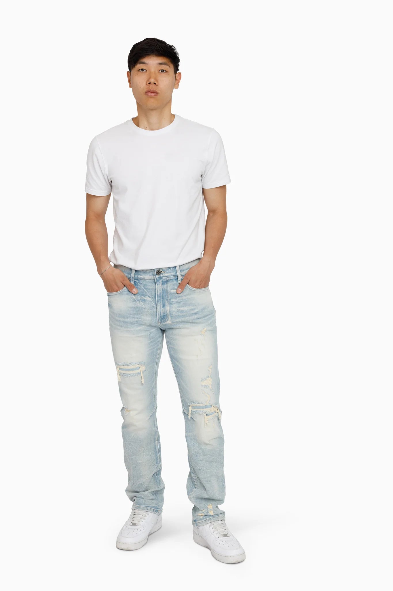 Men's Smoke Rise Heavy Whisker Effect Jeans Lily Blue