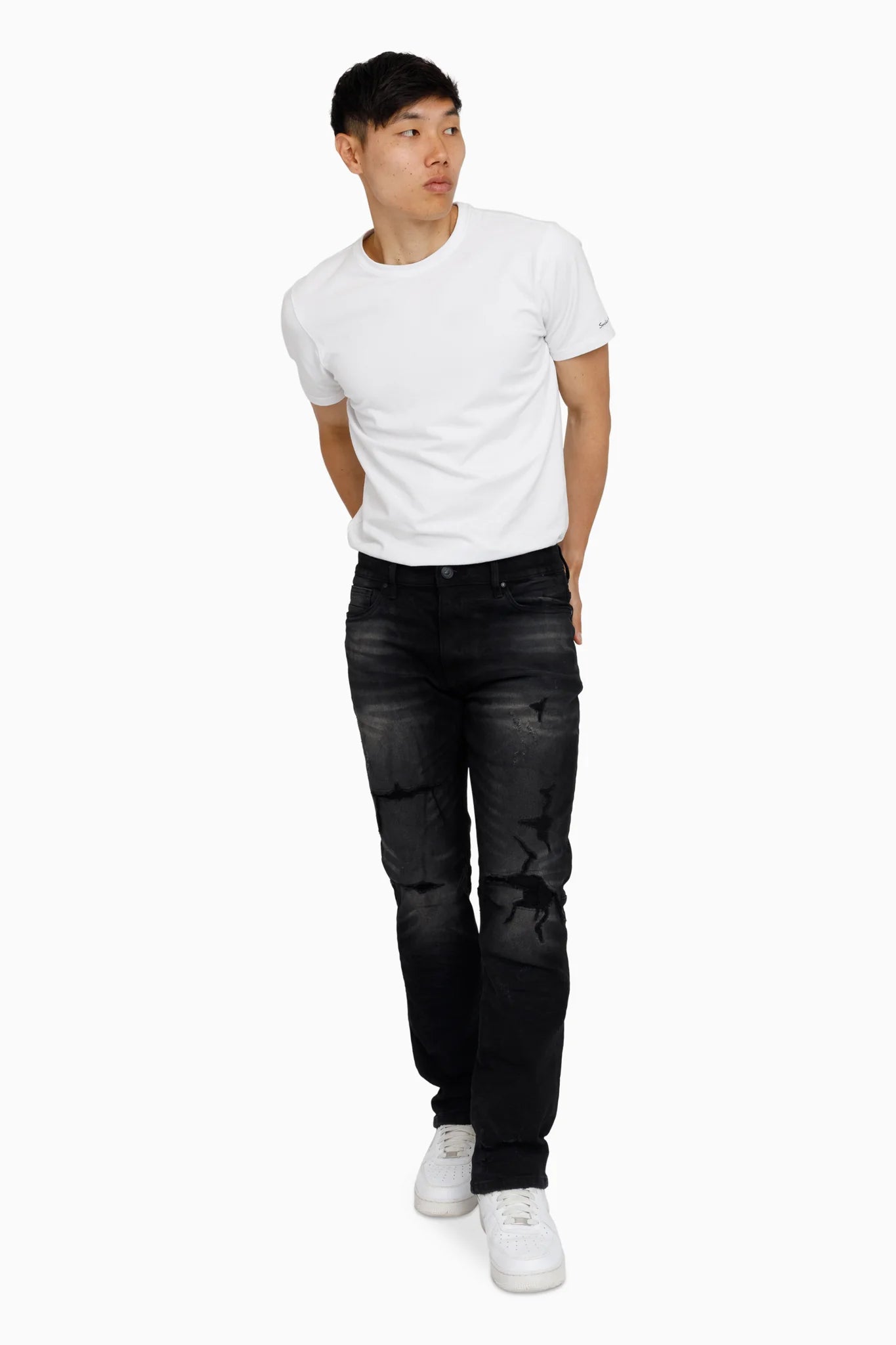 Men's Smoke Rise Heavy Whisker Effect Jeans Tetra Black