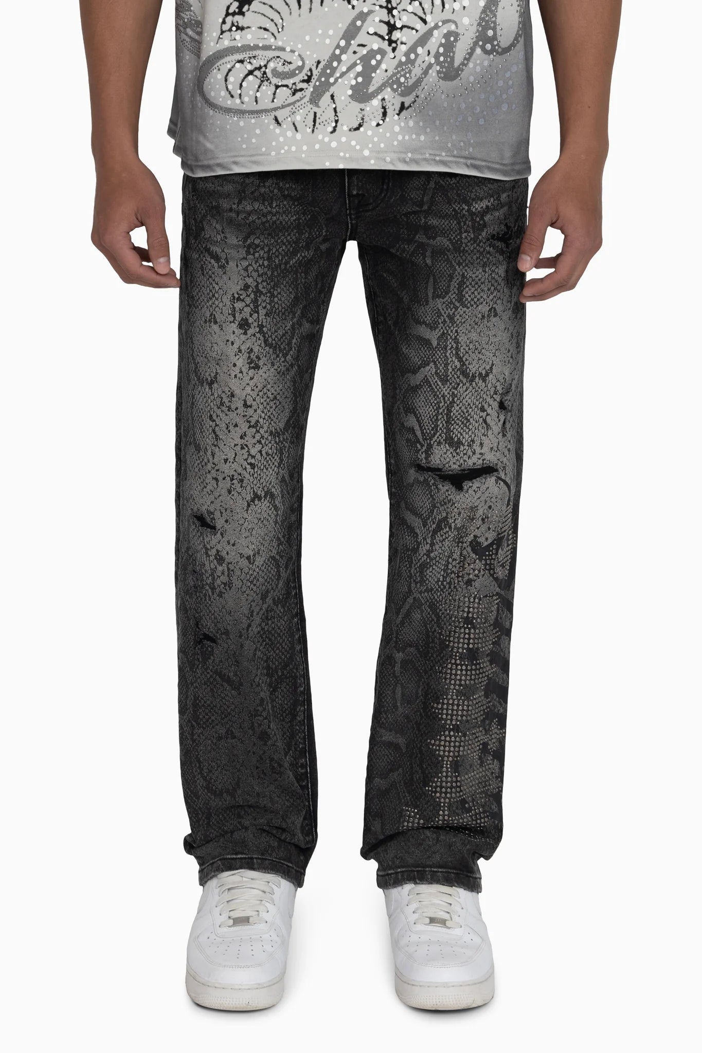 Men's Smoke Rise Sanity Python Jeans Fossil Black