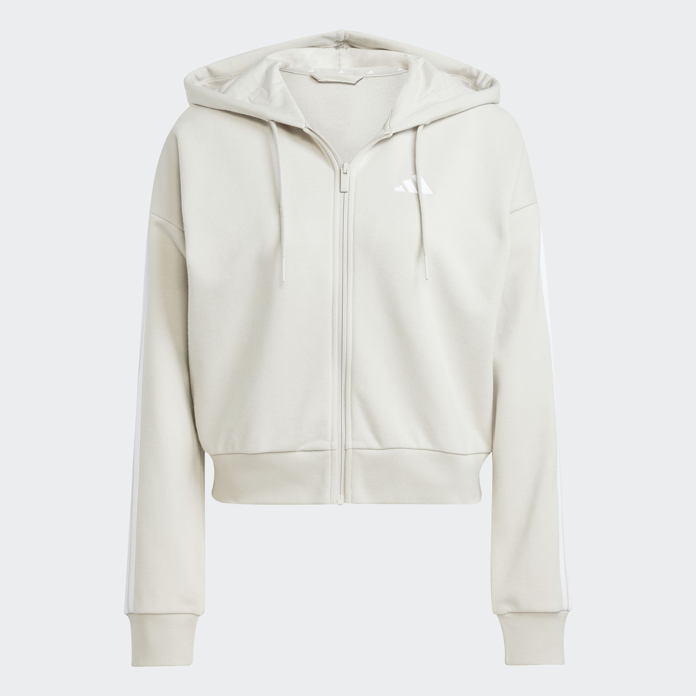 Women's adidas Sportswear Essentials 3-Stripes French Terry Full-Zip Hoodie Wonder Alumina / White