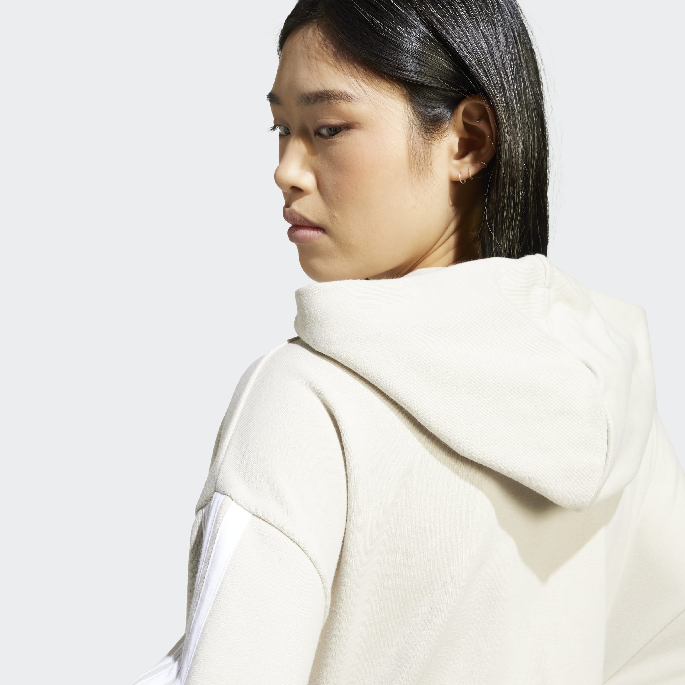 Women's adidas Sportswear Essentials 3-Stripes French Terry Full-Zip Hoodie Wonder Alumina / White