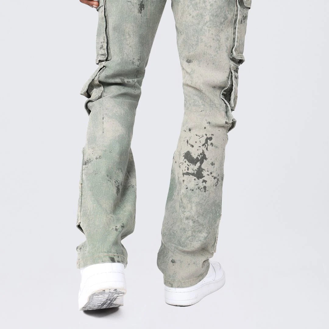 Men's Smoke Rise Straight Utility Splatter Print Twill Pants Solar Olive