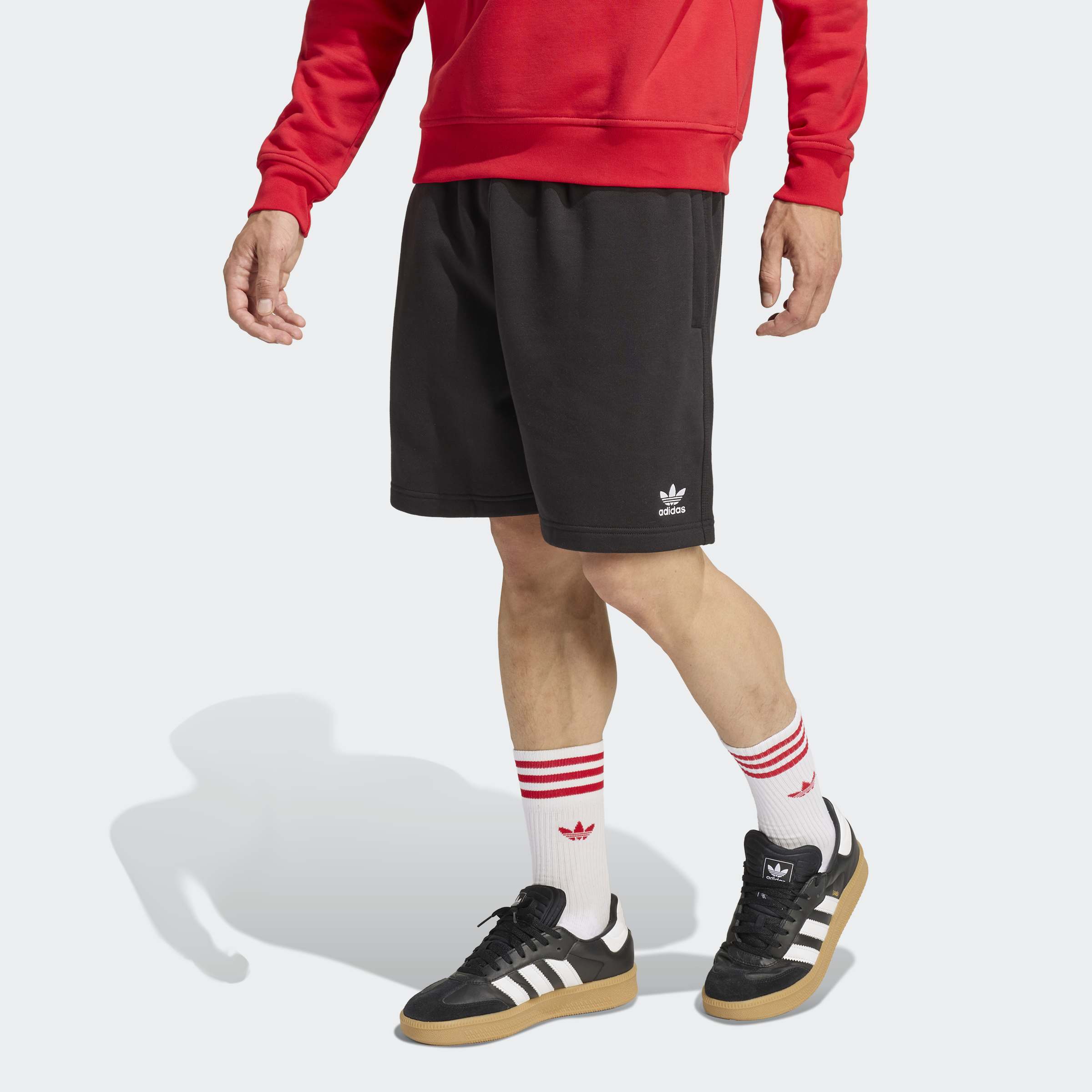 Men's adidas Originals Trefoil Essentials 7 Inch Fleece Shorts Black